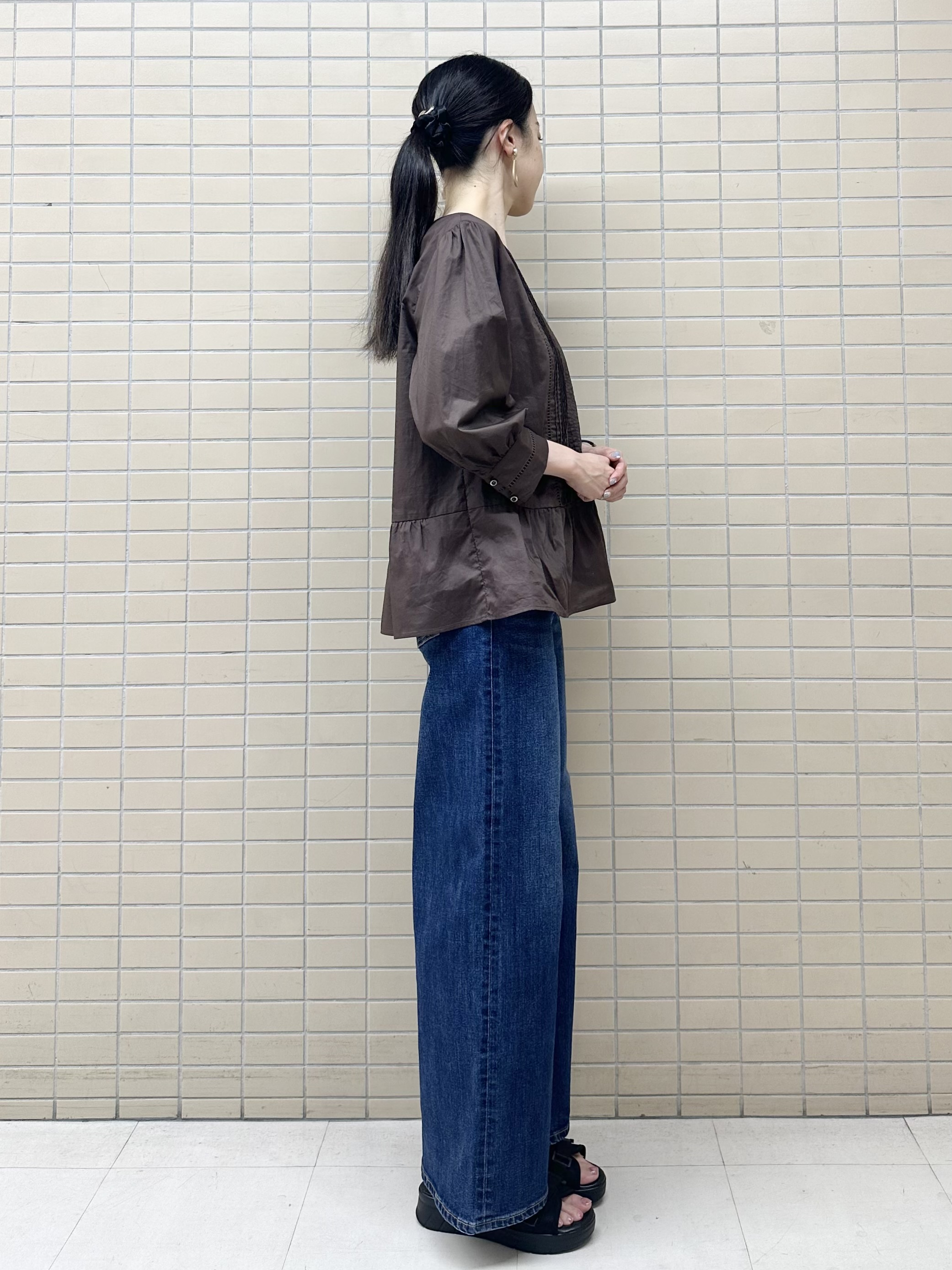 Momoさんの「Reflect｜【手洗い可】ピンタックレースブラウス」を使ったコーディネート