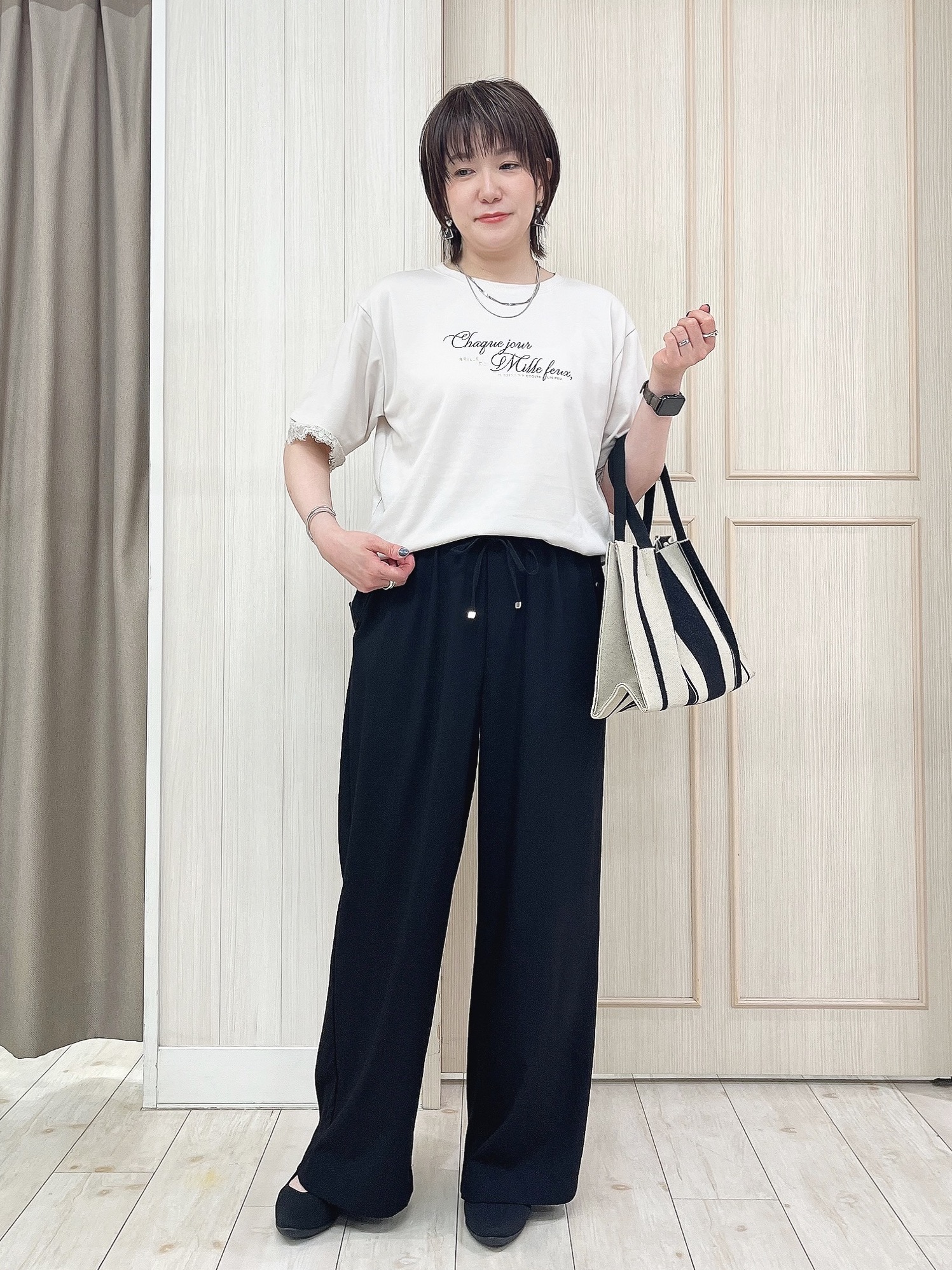 kaneさんの「SHOO･LA･RUE｜【通気性〇/セットアップ可/洗濯機可】メッシュドルマン ジップブルゾン」を使ったコーディネート