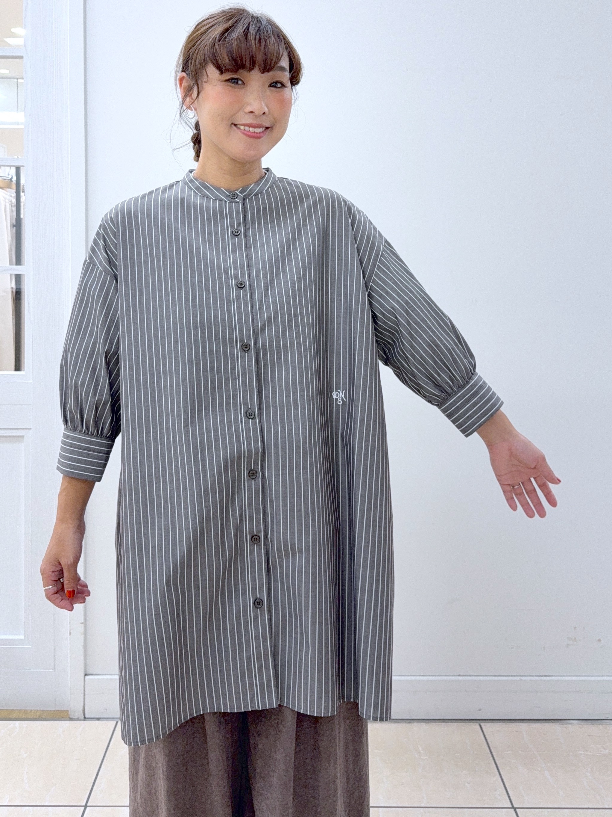 Osawaさんの「Dessin｜【UVカット】チュニックストライプシャツ6分袖」を使ったコーディネート