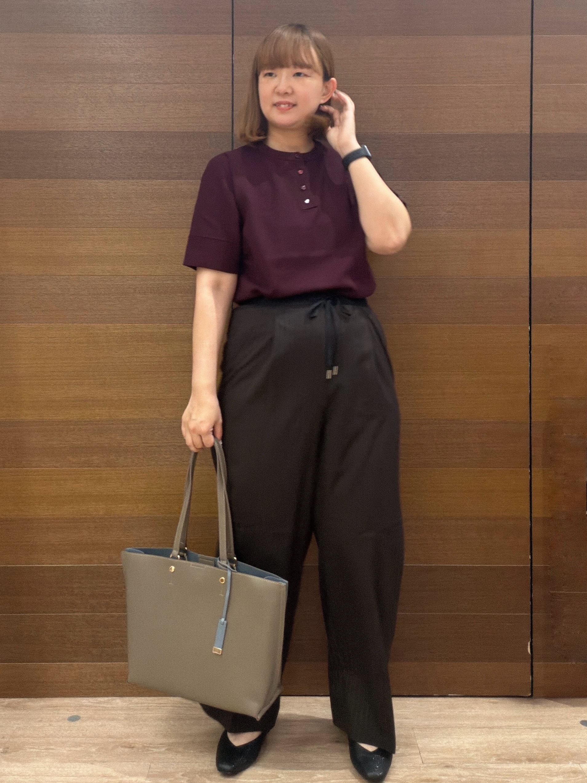 yumeさんの「OPAQUE.CLIP｜2WAY衿ドッキングニット《洗濯機OK》」を使ったコーディネート