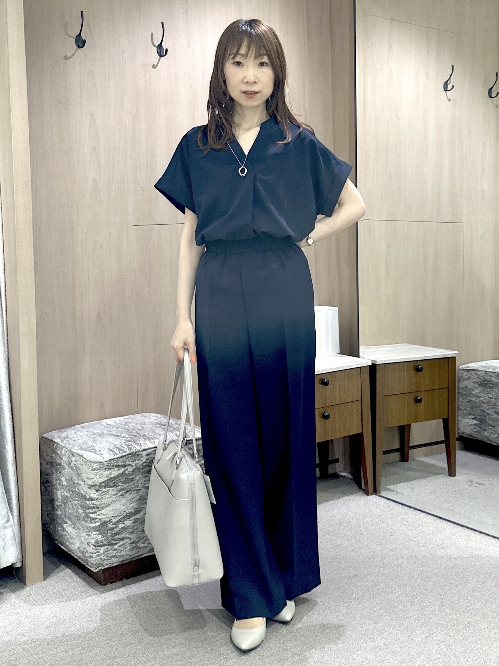 Miwaさんの「UNTITLED｜【セットアップ可/通気性/UVカット】エアリークールブラウス」を使ったコーディネート