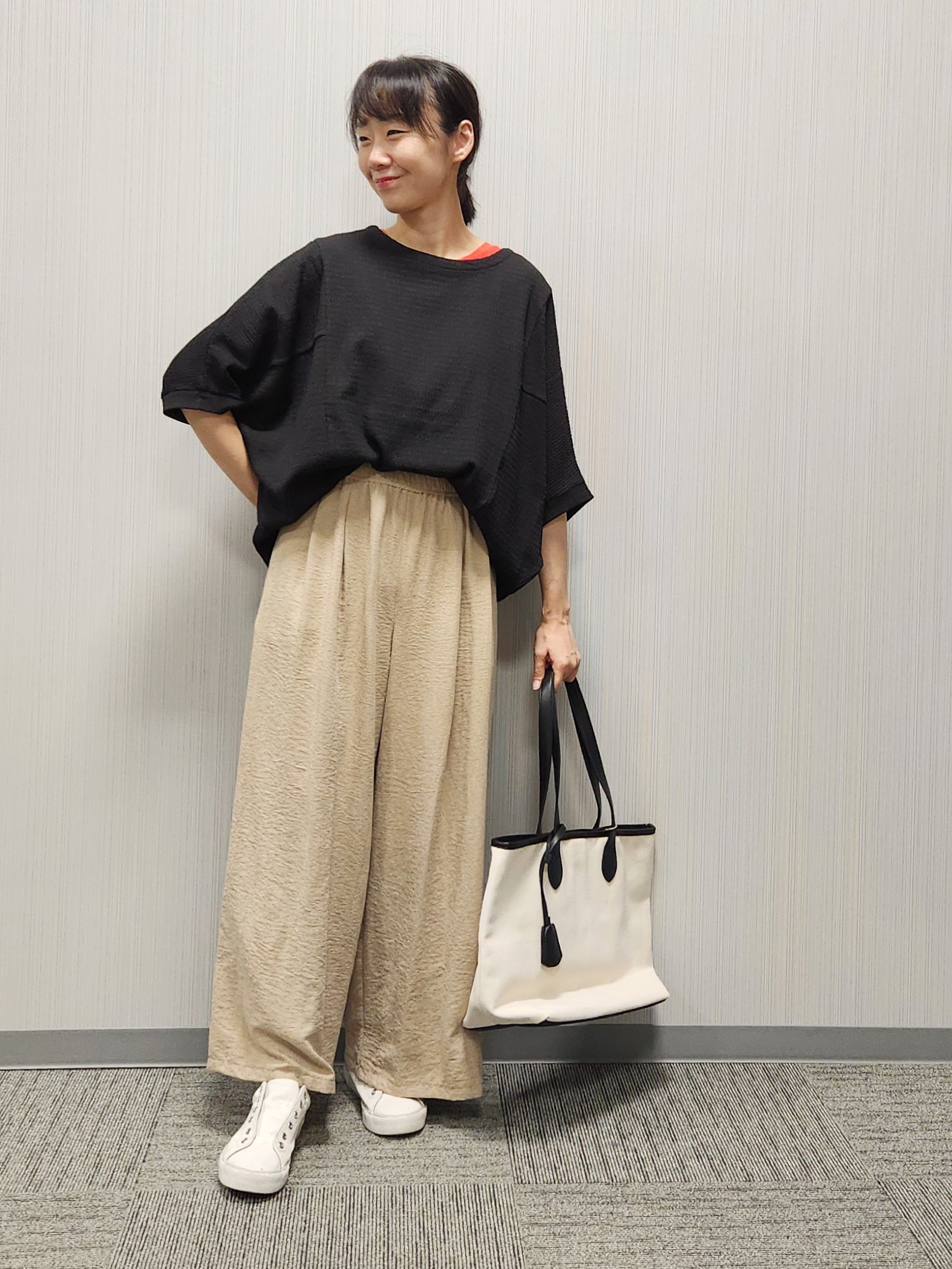naraさんの「Dessin｜シュリンクジャージ カットソー」を使ったコーディネート