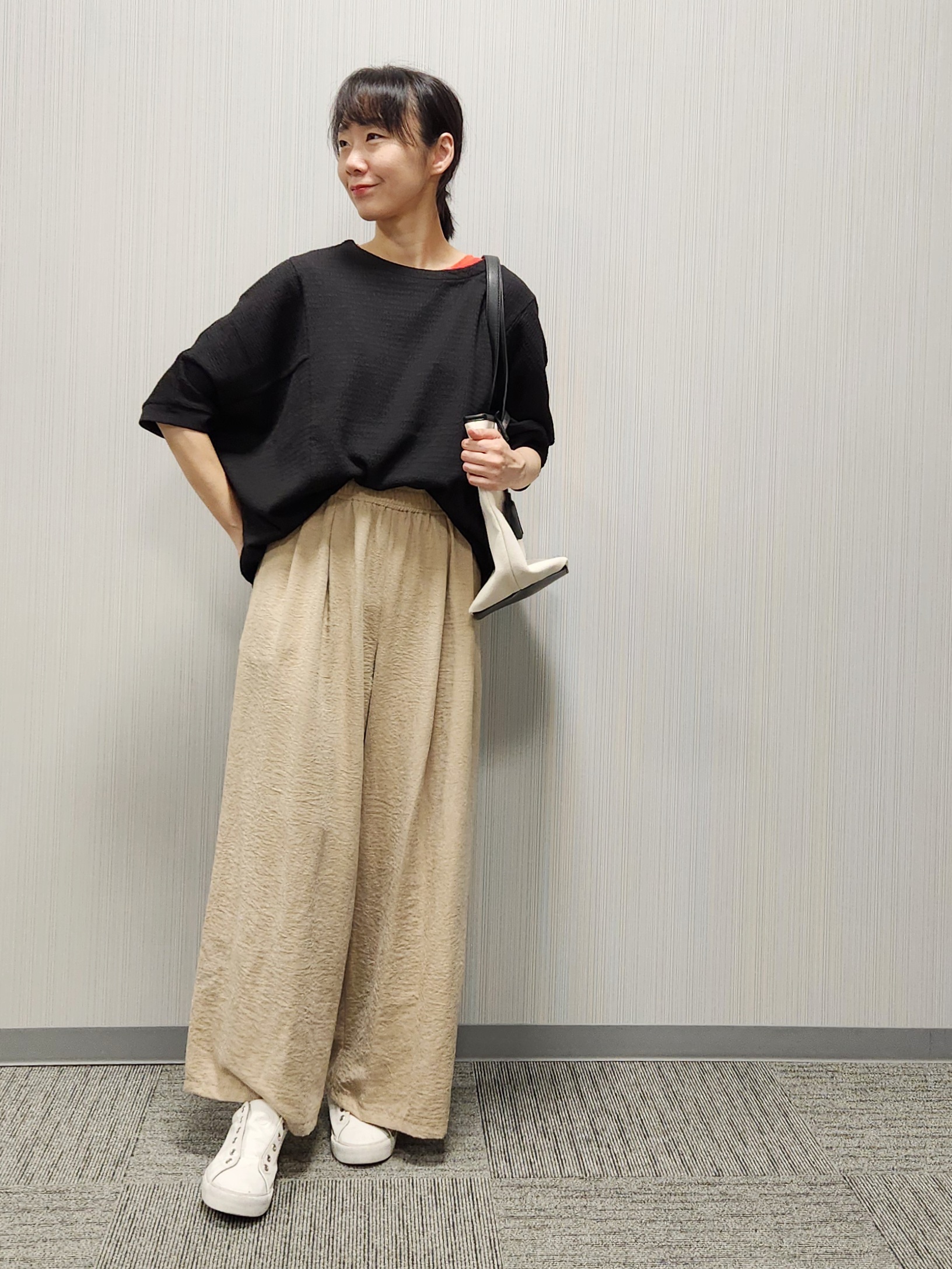 naraさんの「Dessin｜シュリンクジャージ カットソー」を使ったコーディネート