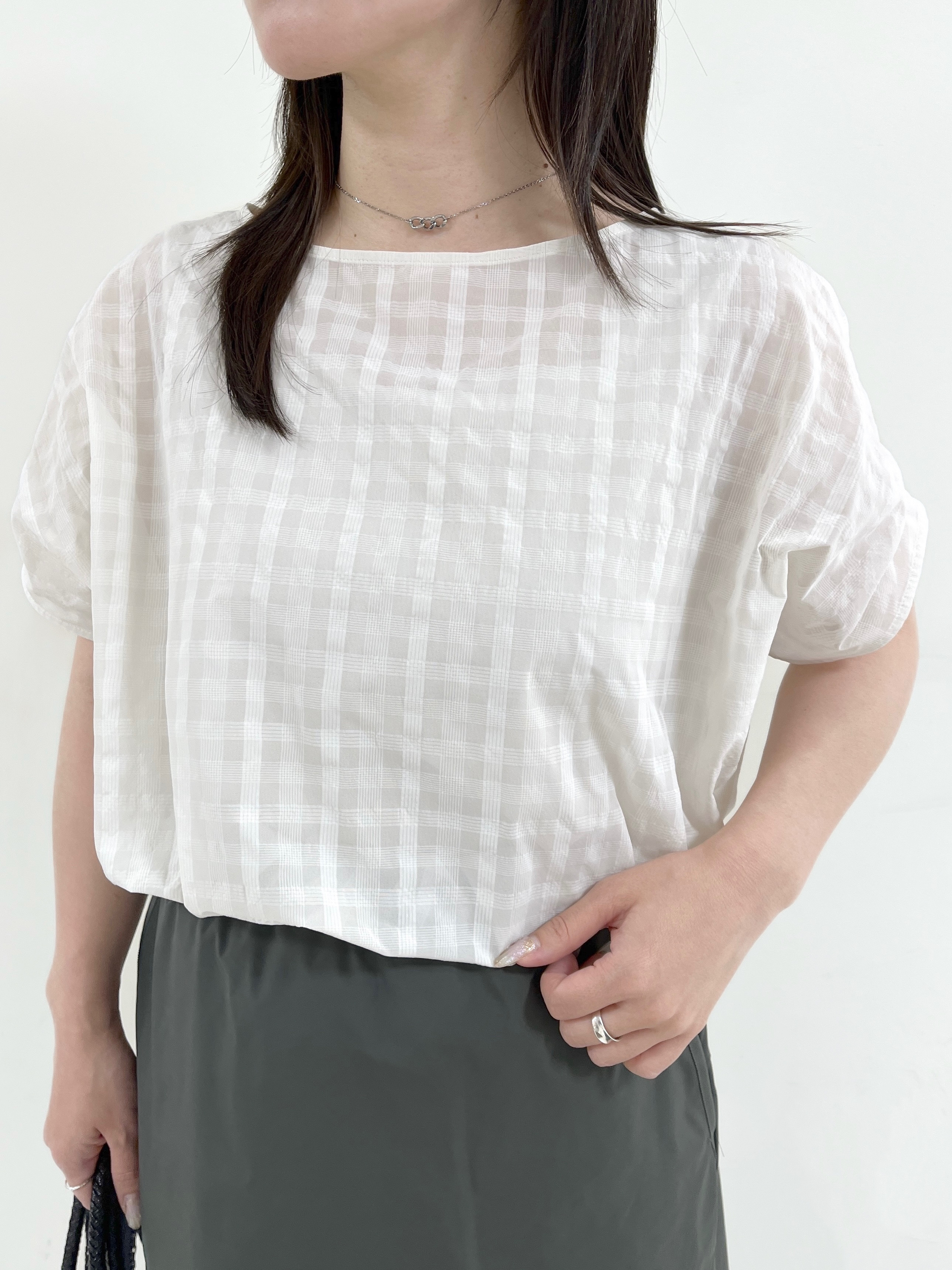 Ukiさんの「UNTITLED｜シアーチェックブラウス」を使ったコーディネート