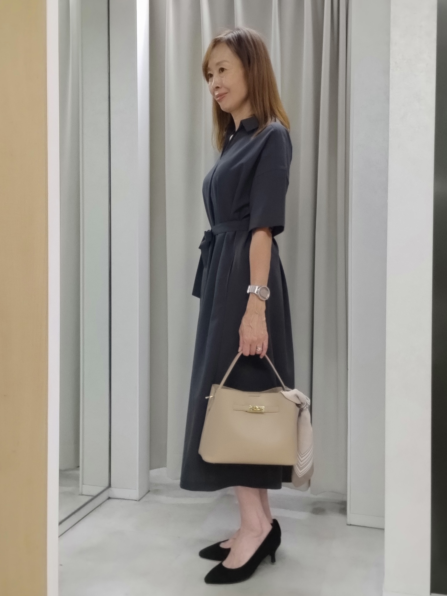 もりさんの「UNTITLED｜【UVカット/接触冷感/通気性】エアリークールワンピース」を使ったコーディネート