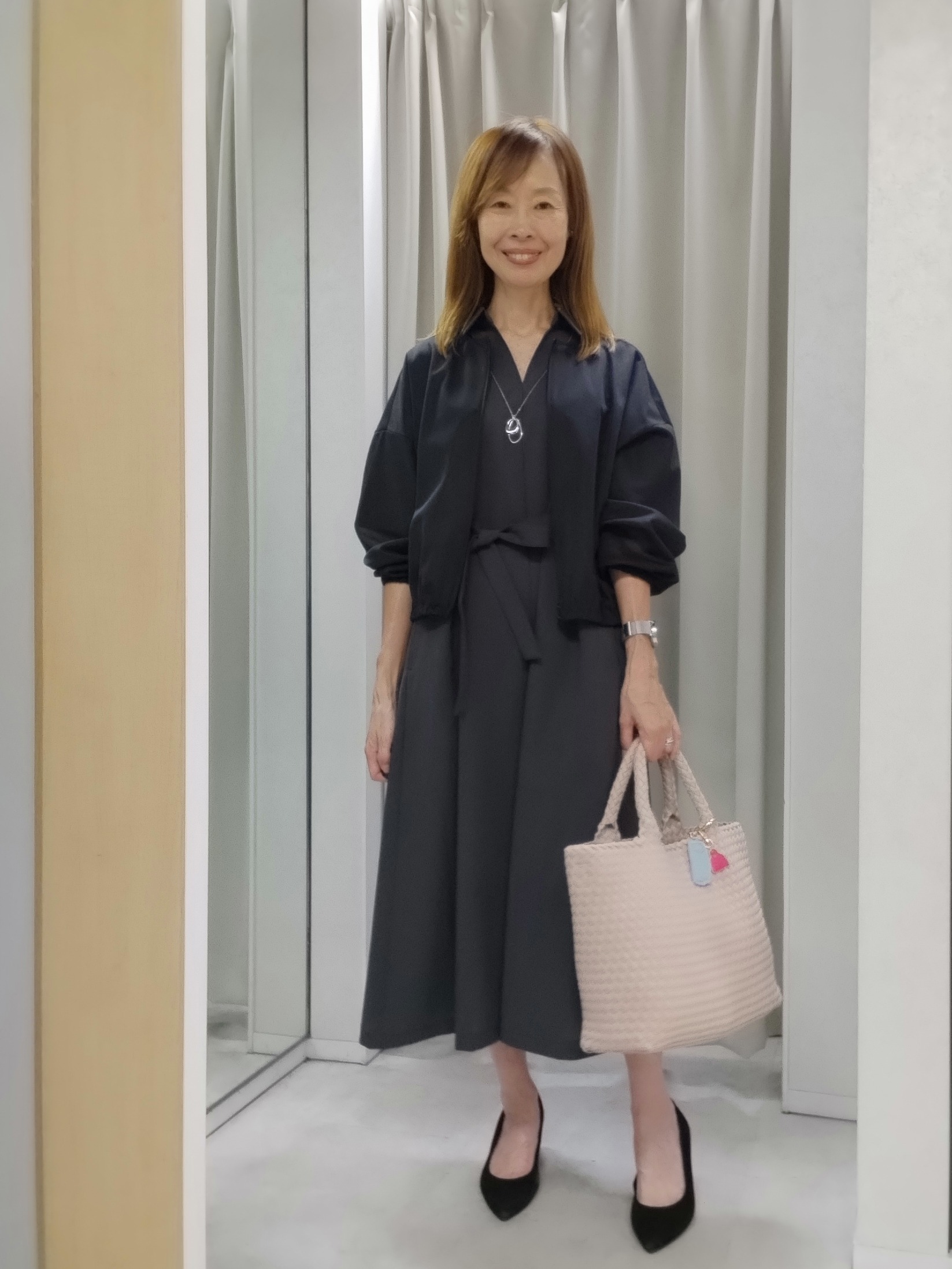 もりさんの「UNTITLED｜【UVカット/接触冷感/通気性】エアリークールワンピース」を使ったコーディネート