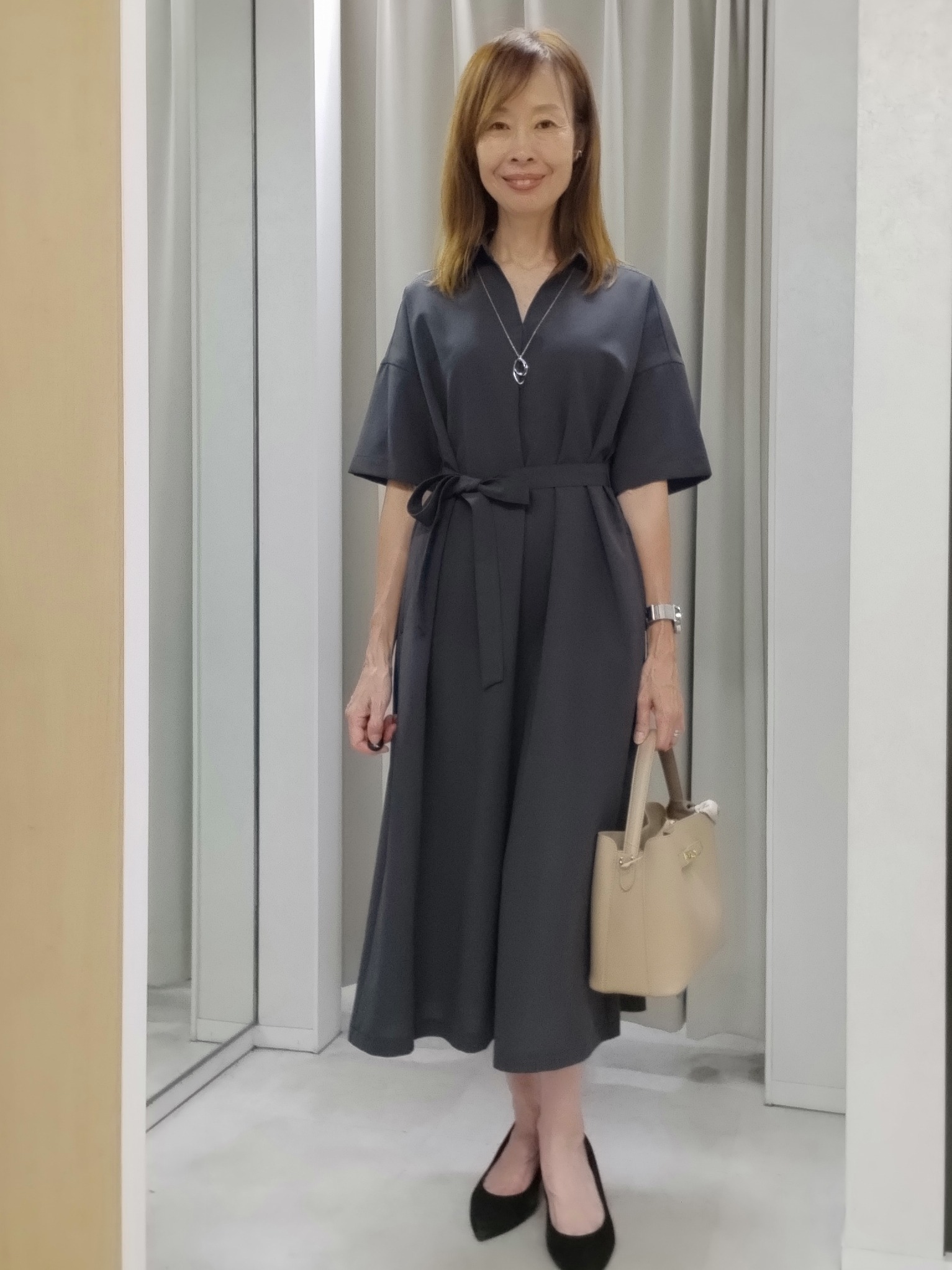もりさんの「UNTITLED｜【UVカット/接触冷感/通気性】エアリークールワンピース」を使ったコーディネート