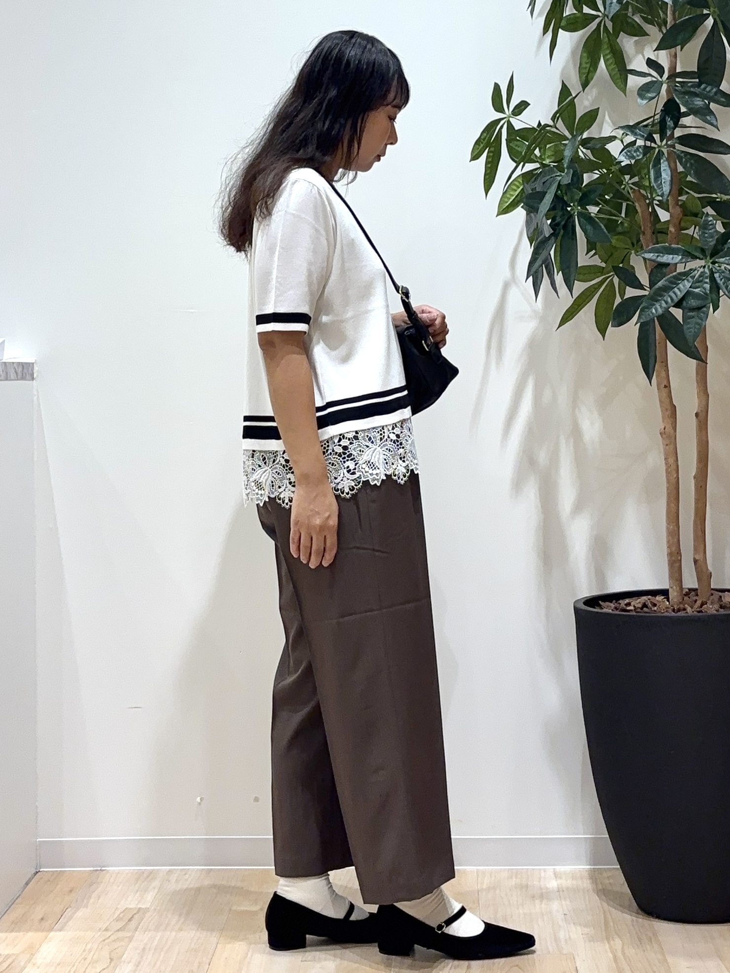 miraiさんの「grove｜【シリーズ累計36万枚／UVカット・ひんやり・洗濯機OK】やわらかドライタッチレースドッキングニット」を使ったコーディネート