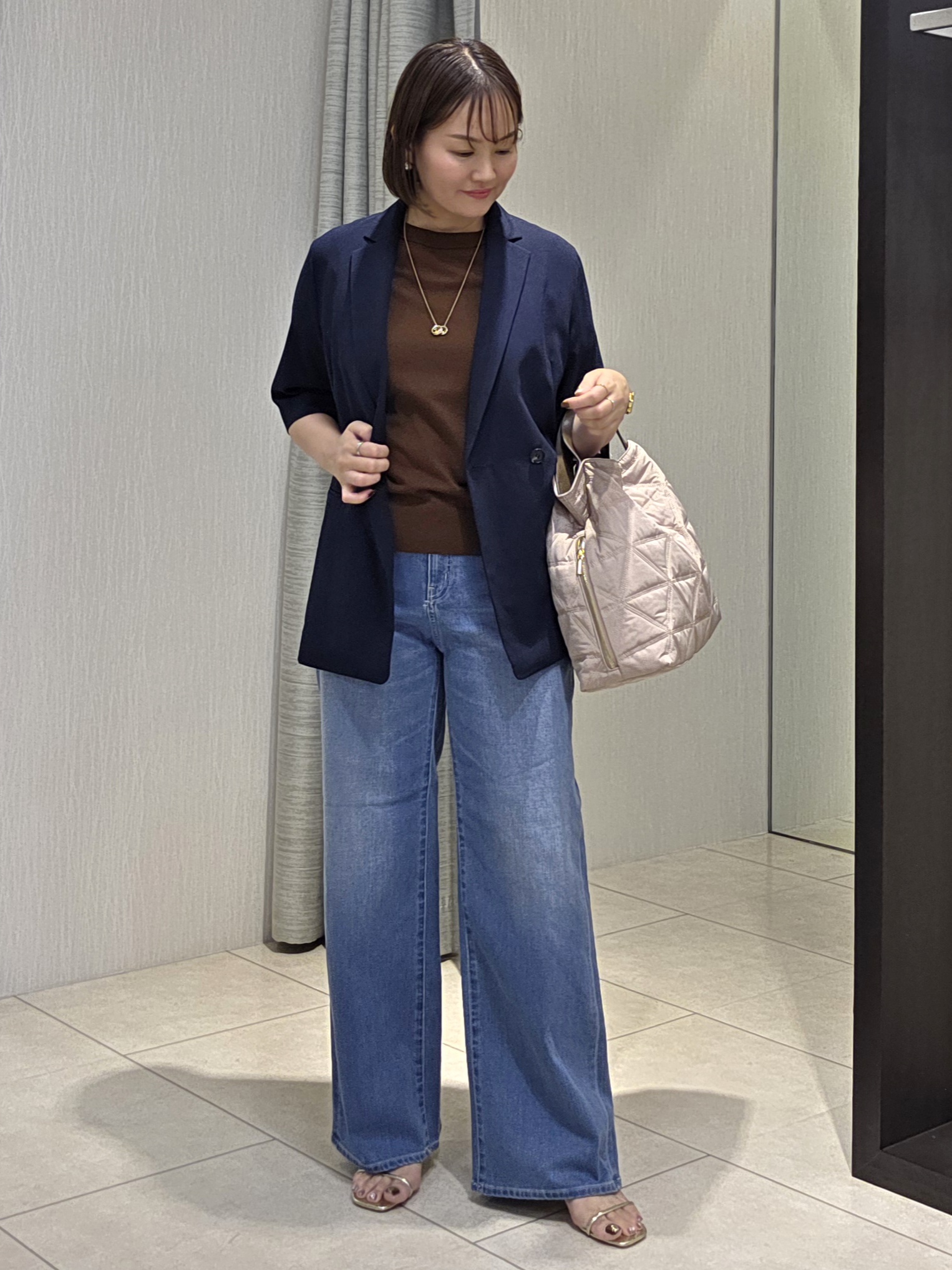 naokoさんの「UNTITLED｜【セットアップ可/UVカット/通気性】エアリークール半袖ジャケット」を使ったコーディネート