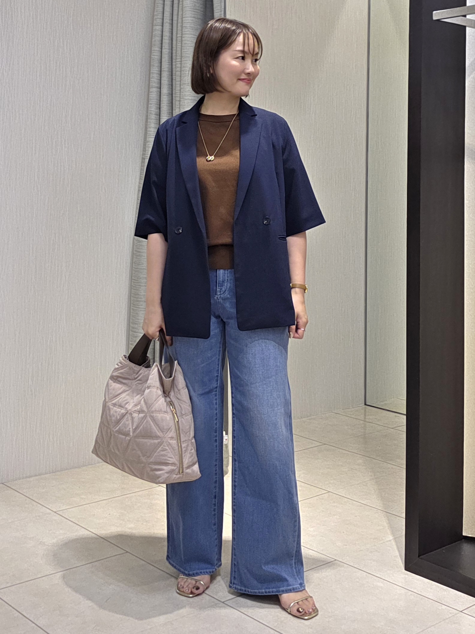 naokoさんの「UNTITLED｜【セットアップ可/UVカット/通気性】エアリークール半袖ジャケット」を使ったコーディネート