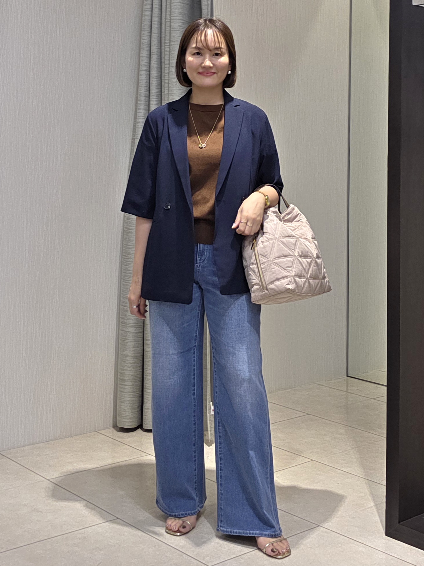naokoさんの「UNTITLED｜【セットアップ可/UVカット/通気性】エアリークール半袖ジャケット」を使ったコーディネート