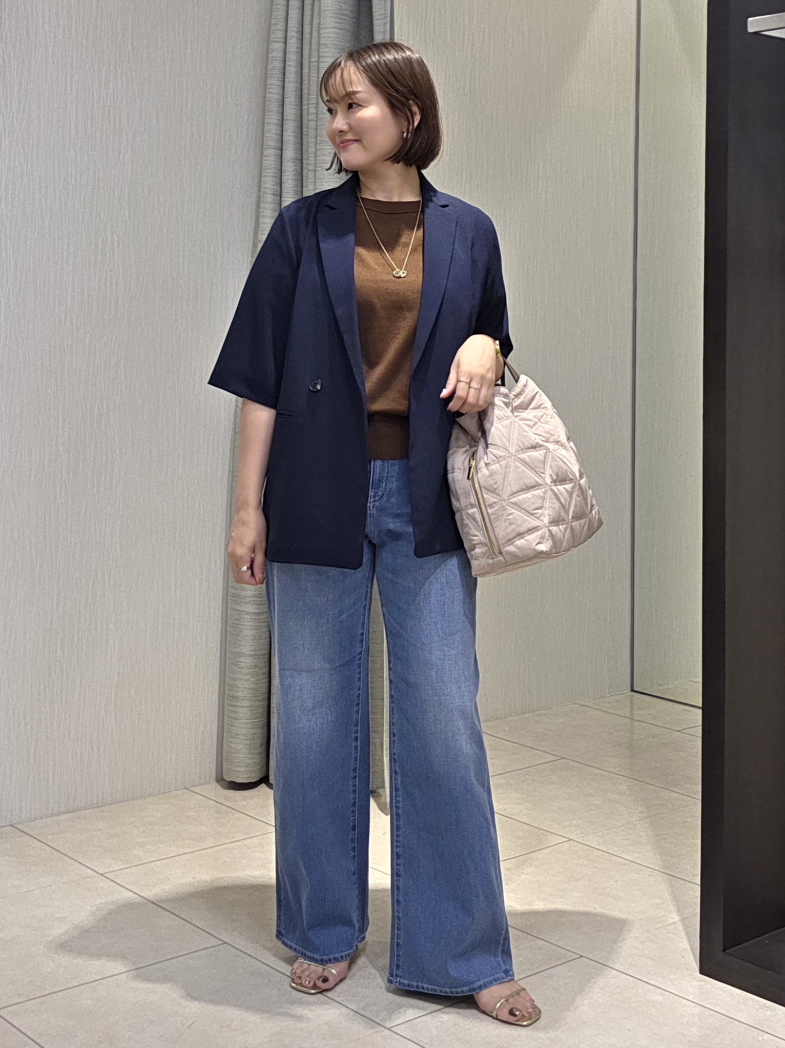 naokoさんの「UNTITLED｜【セットアップ可/UVカット/通気性】エアリークール半袖ジャケット」を使ったコーディネート