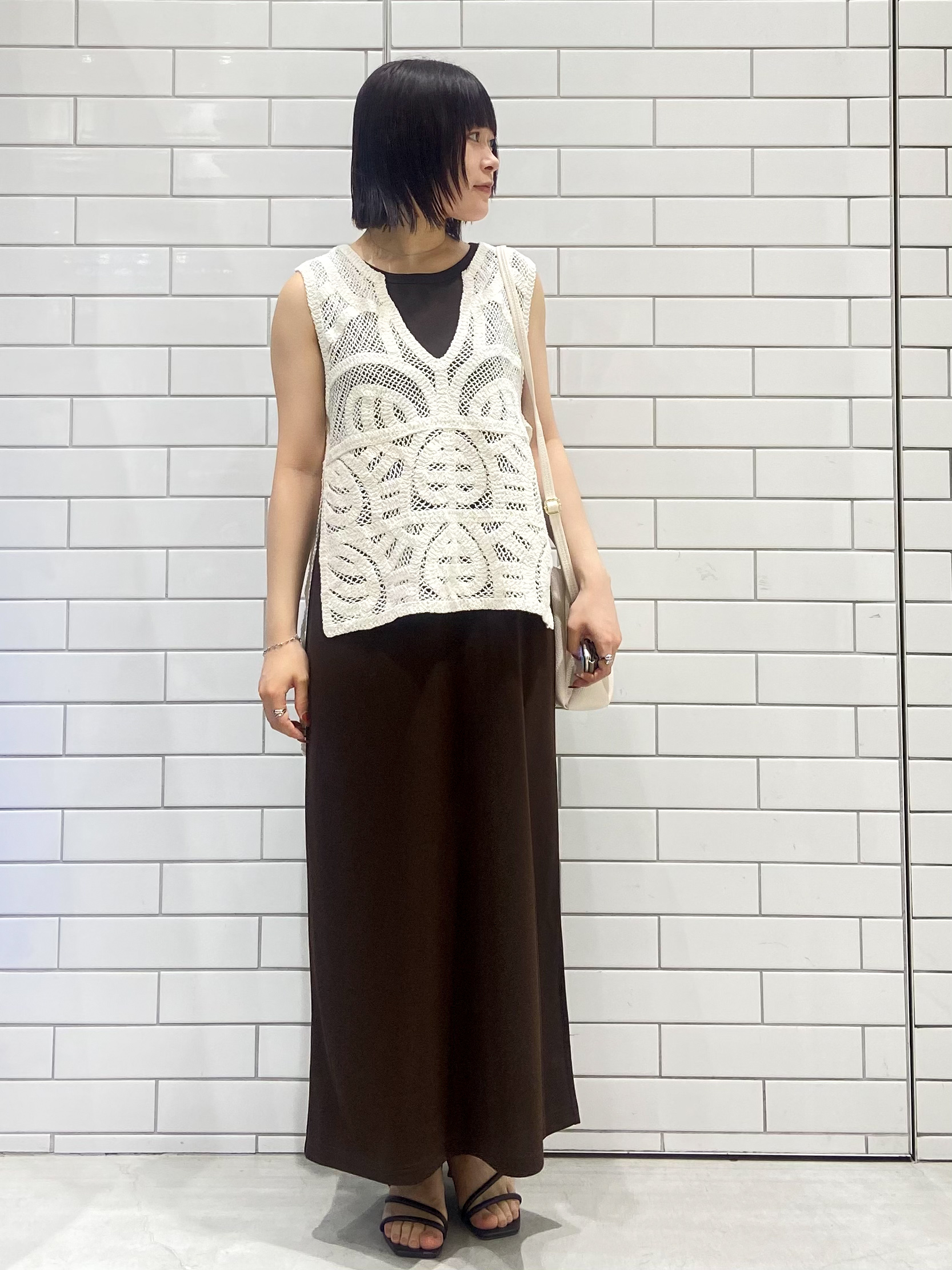 kimiさんの「OPAQUE.CLIP｜カギ針風ベスト【洗濯機OK】」を使ったコーディネート
