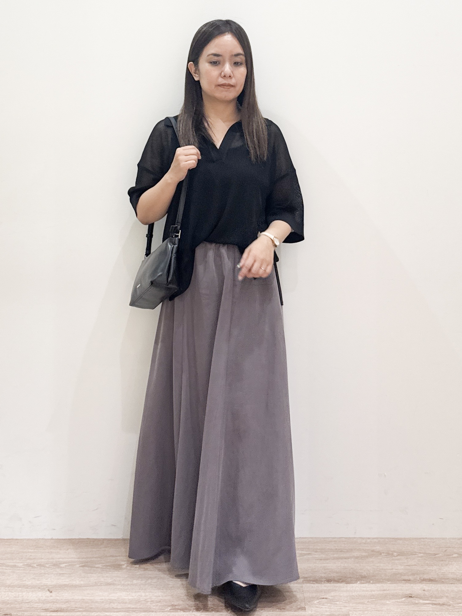しまじろさんの「OPAQUE.CLIP｜メッシュスキッパーポロニット【UVケア／洗濯機OK】」を使ったコーディネート