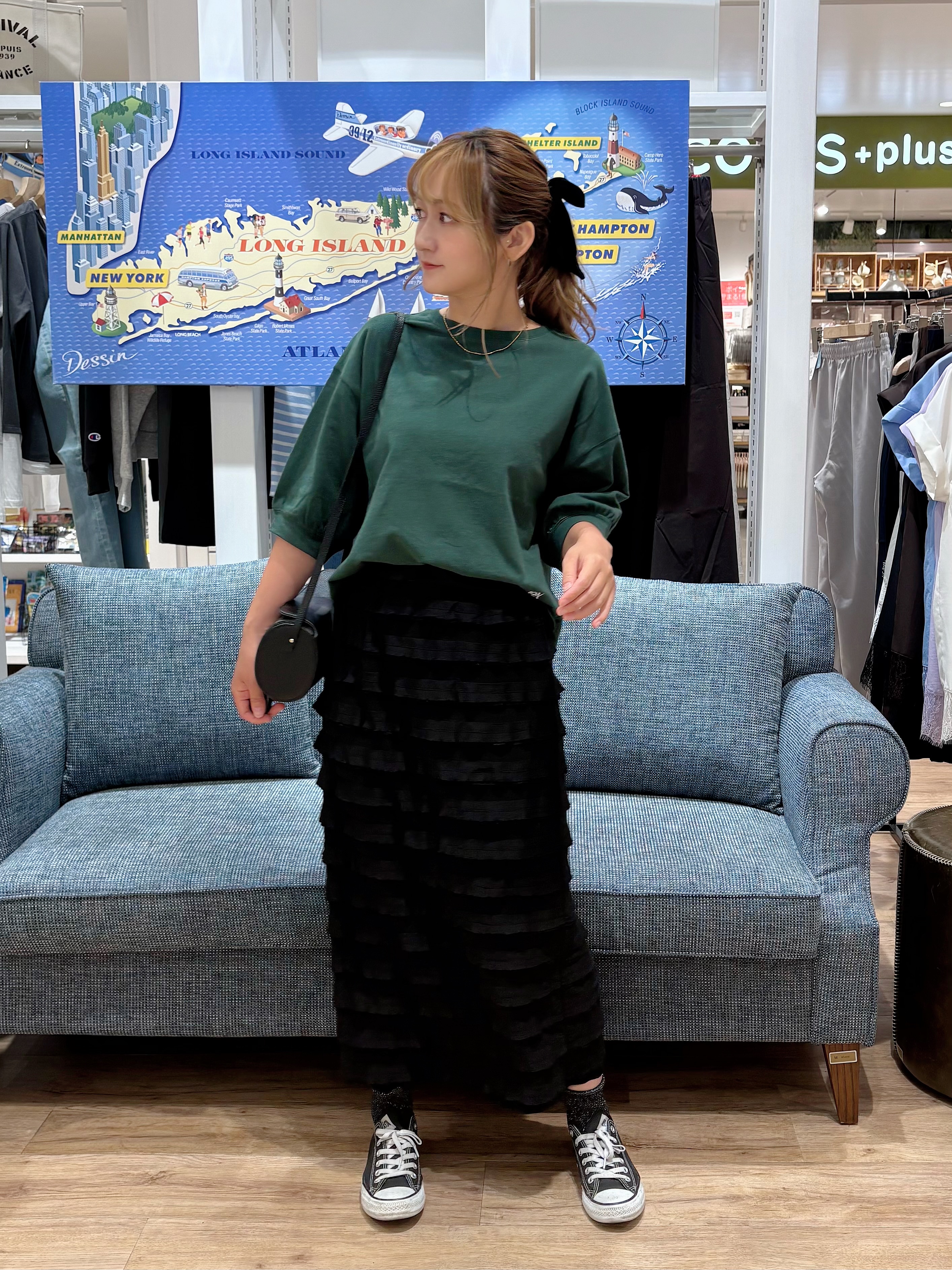 yuinaさんの「Dessin｜バックヘンリーカットソー5分袖」を使ったコーディネート