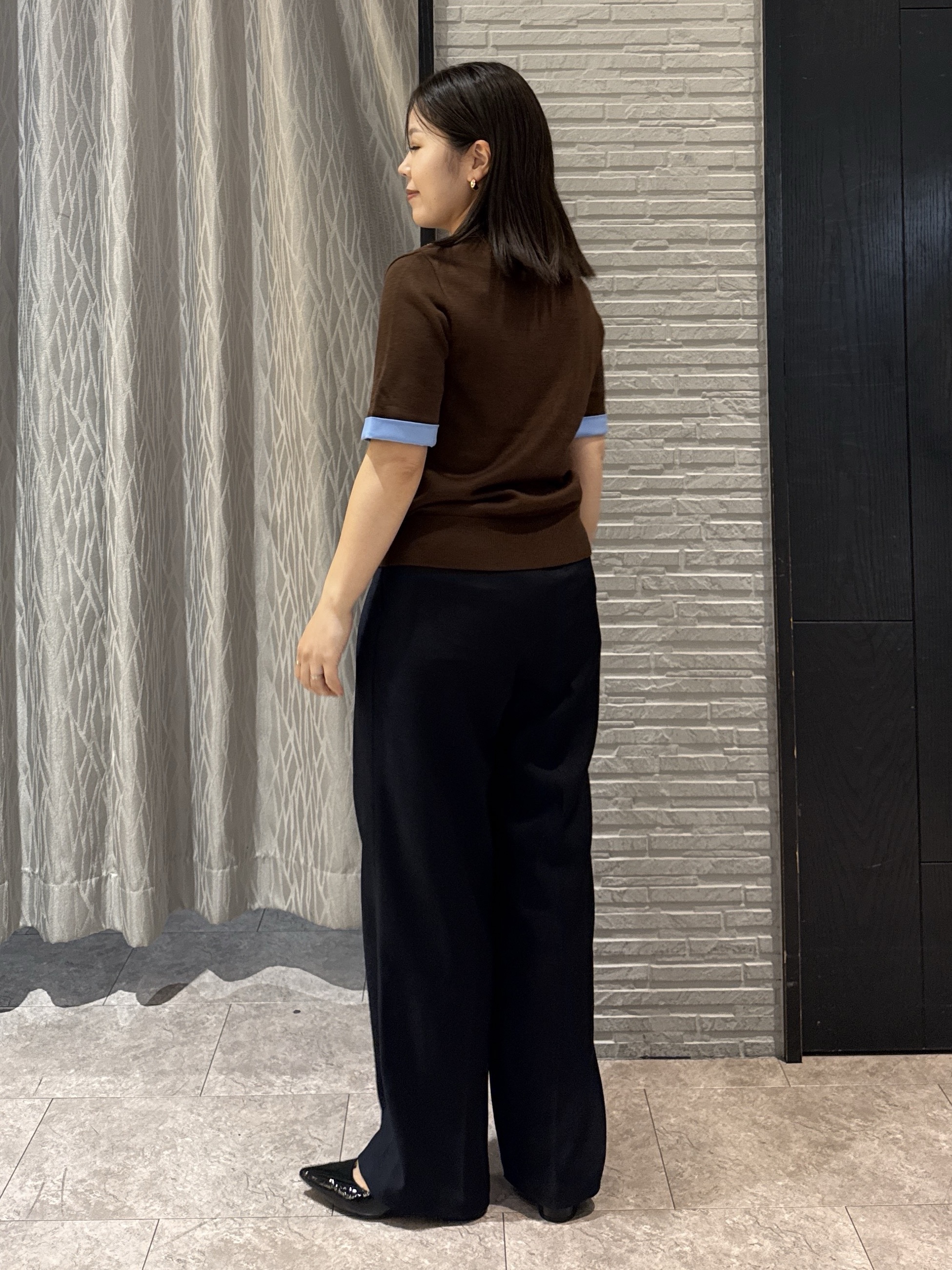 chさんの「THE SHOP TK｜POLO BCS/アーガイル半袖ニット」を使ったコーディネート