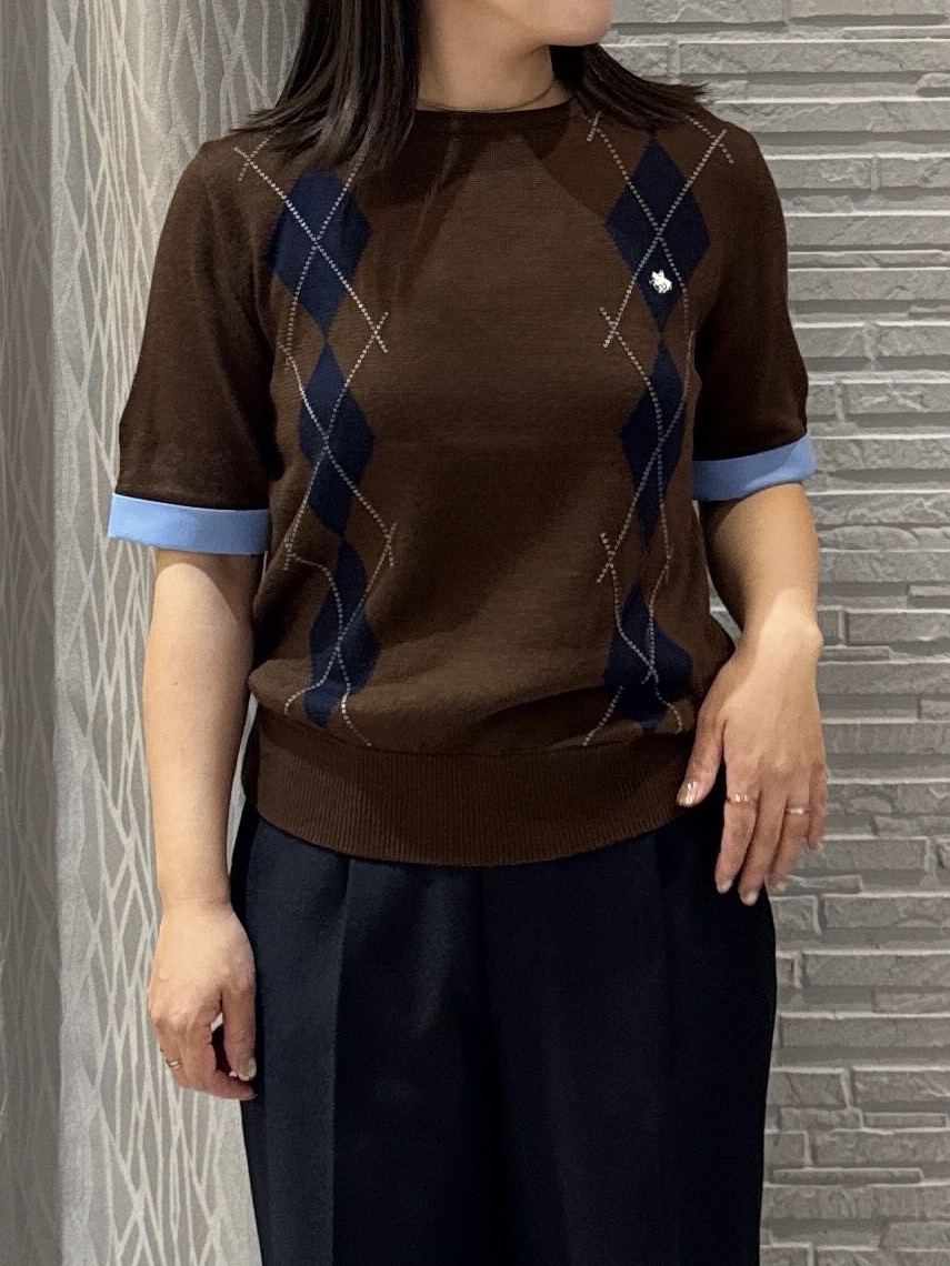 chさんの「THE SHOP TK｜POLO BCS/アーガイル半袖ニット」を使ったコーディネート