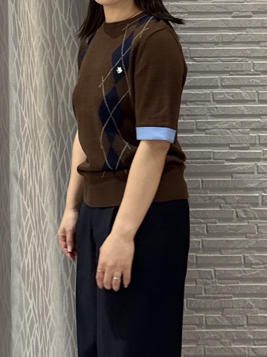 chさんの「THE SHOP TK｜POLO BCS/アーガイル半袖ニット」を使ったコーディネート