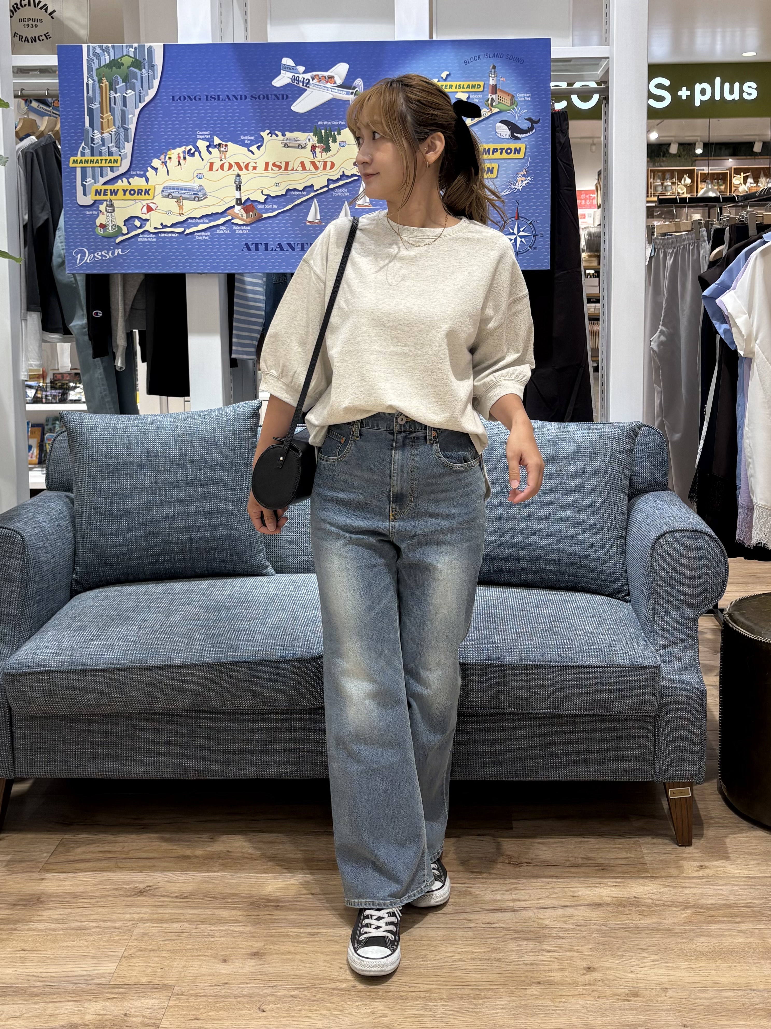 yuinaさんの「Dessin｜バックヘンリーカットソー5分袖」を使ったコーディネート