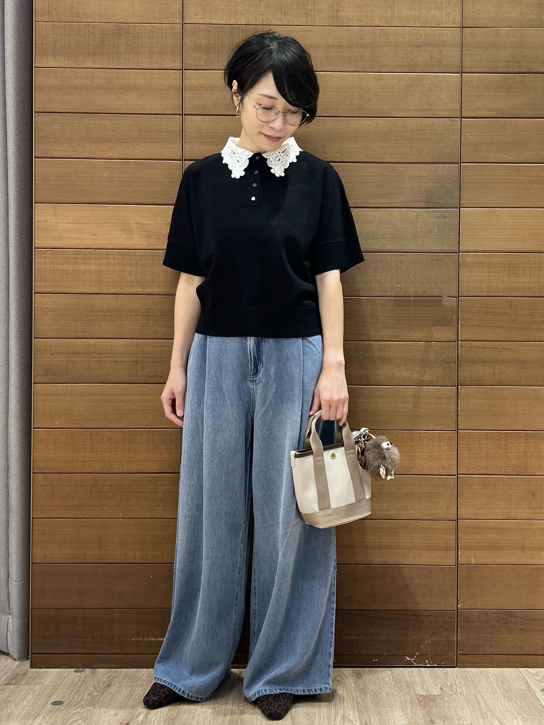 ゆうあさんの「OPAQUE.CLIP｜2WAY衿ドッキングニット《洗濯機OK》」を使ったコーディネート