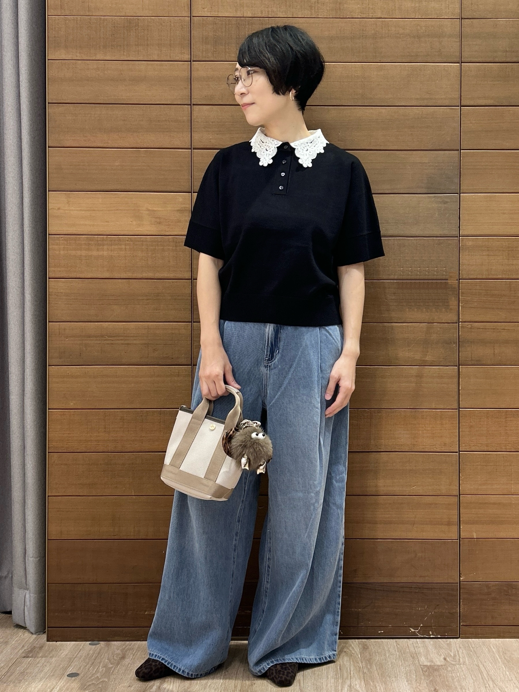 ゆうあさんの「OPAQUE.CLIP｜2WAY衿ドッキングニット《洗濯機OK》」を使ったコーディネート