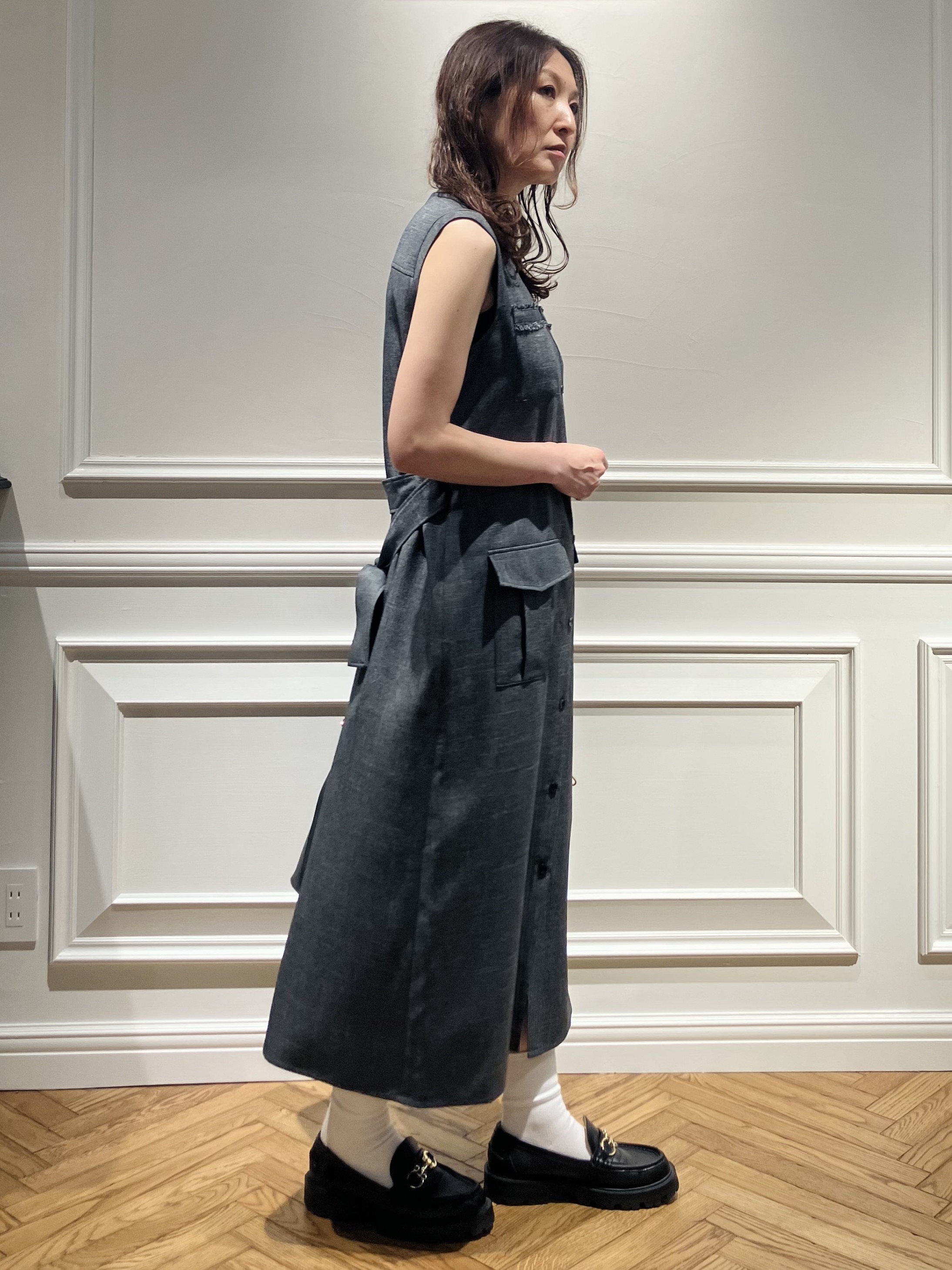 TSUKUIさんの「DRESSTERIOR｜ウォッシャブルツイードライクワンピース」を使ったコーディネート
