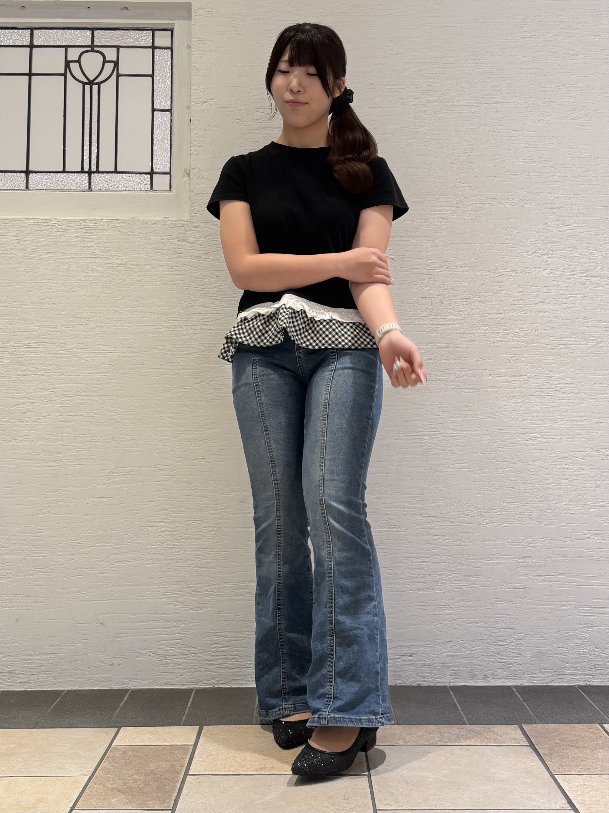 Nさんの「ESPERANZA｜シャイニーポインテッドパンプス」を使ったコーディネート