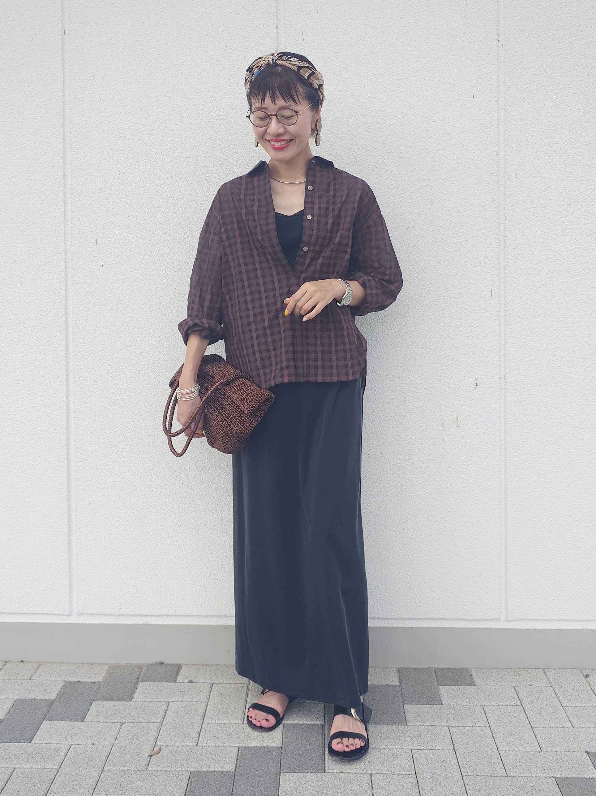 MUTSUKOさんの「UNTITLED｜シアーチェックシャツブラウス」を使ったコーディネート