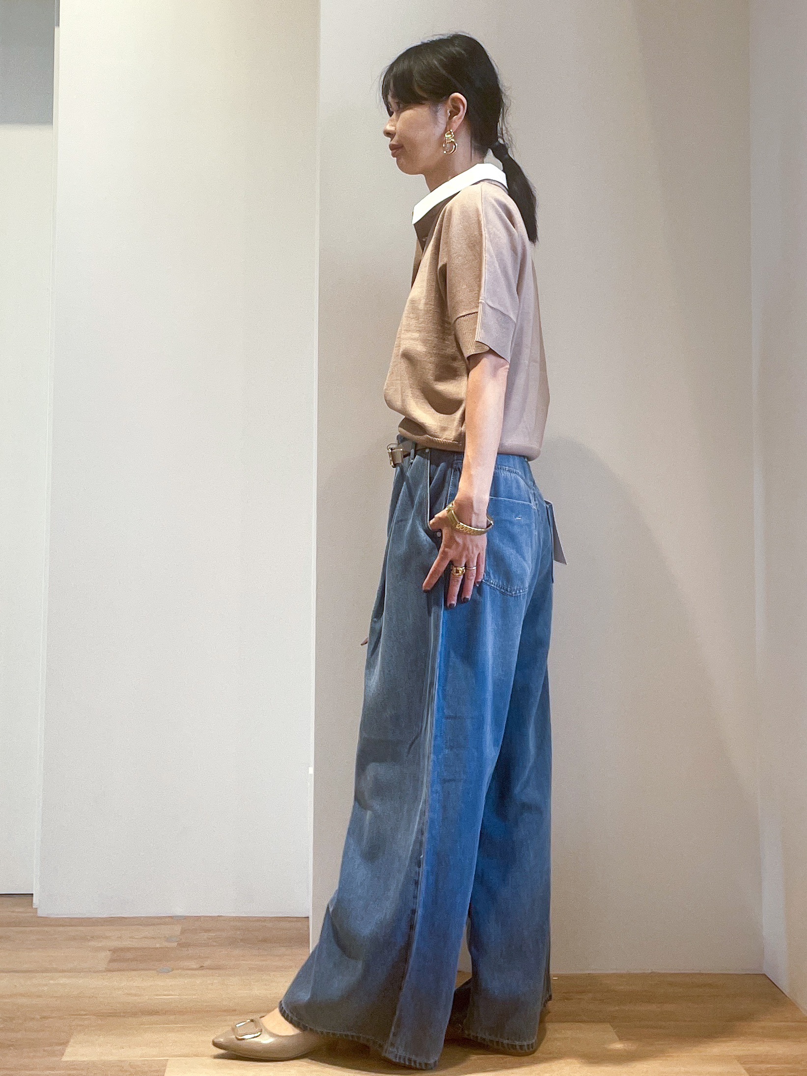 あいさんの「OPAQUE.CLIP｜2WAY衿ドッキングニット《洗濯機OK》」を使ったコーディネート