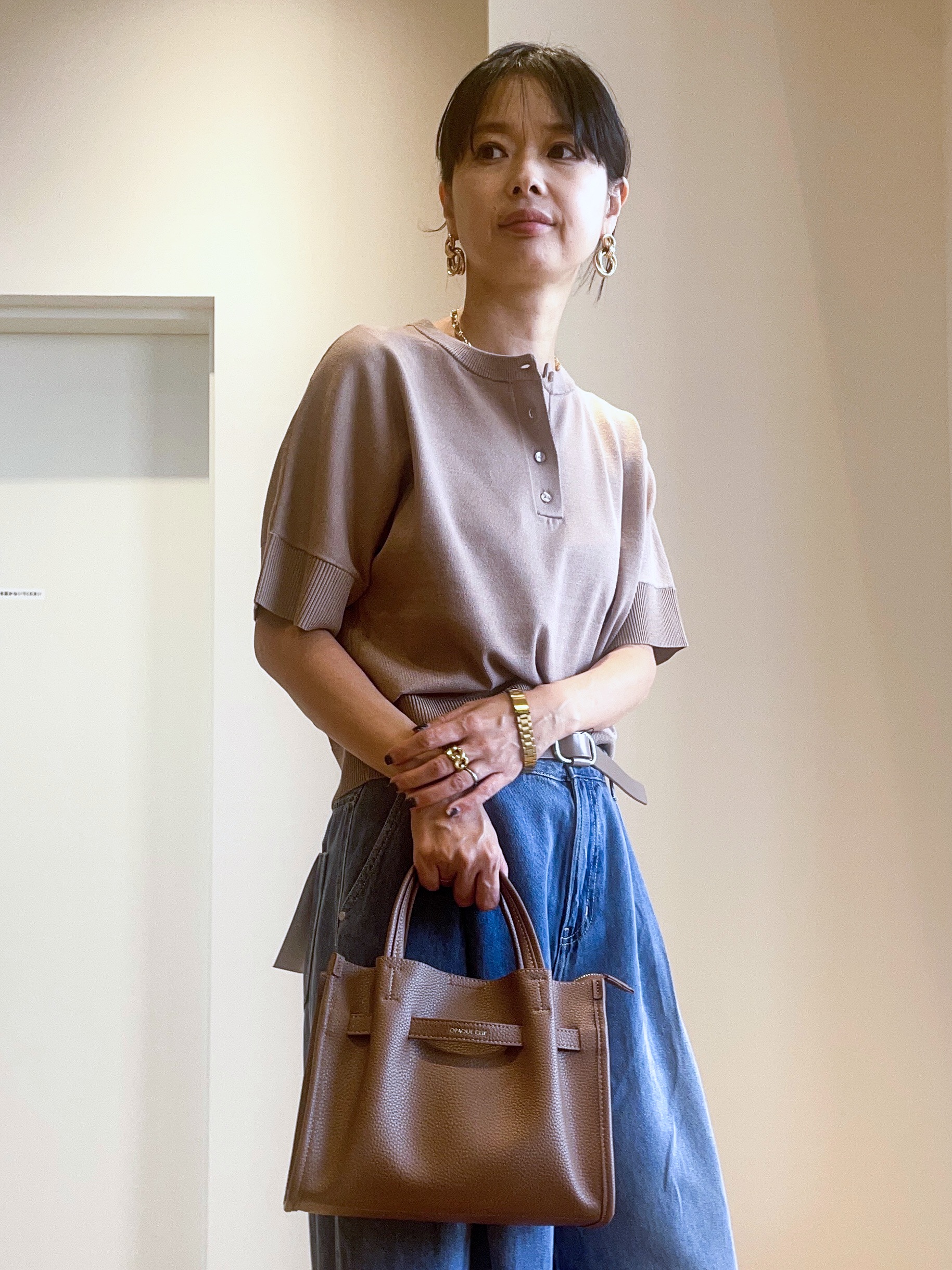 あいさんの「OPAQUE.CLIP｜2WAY衿ドッキングニット《洗濯機OK》」を使ったコーディネート