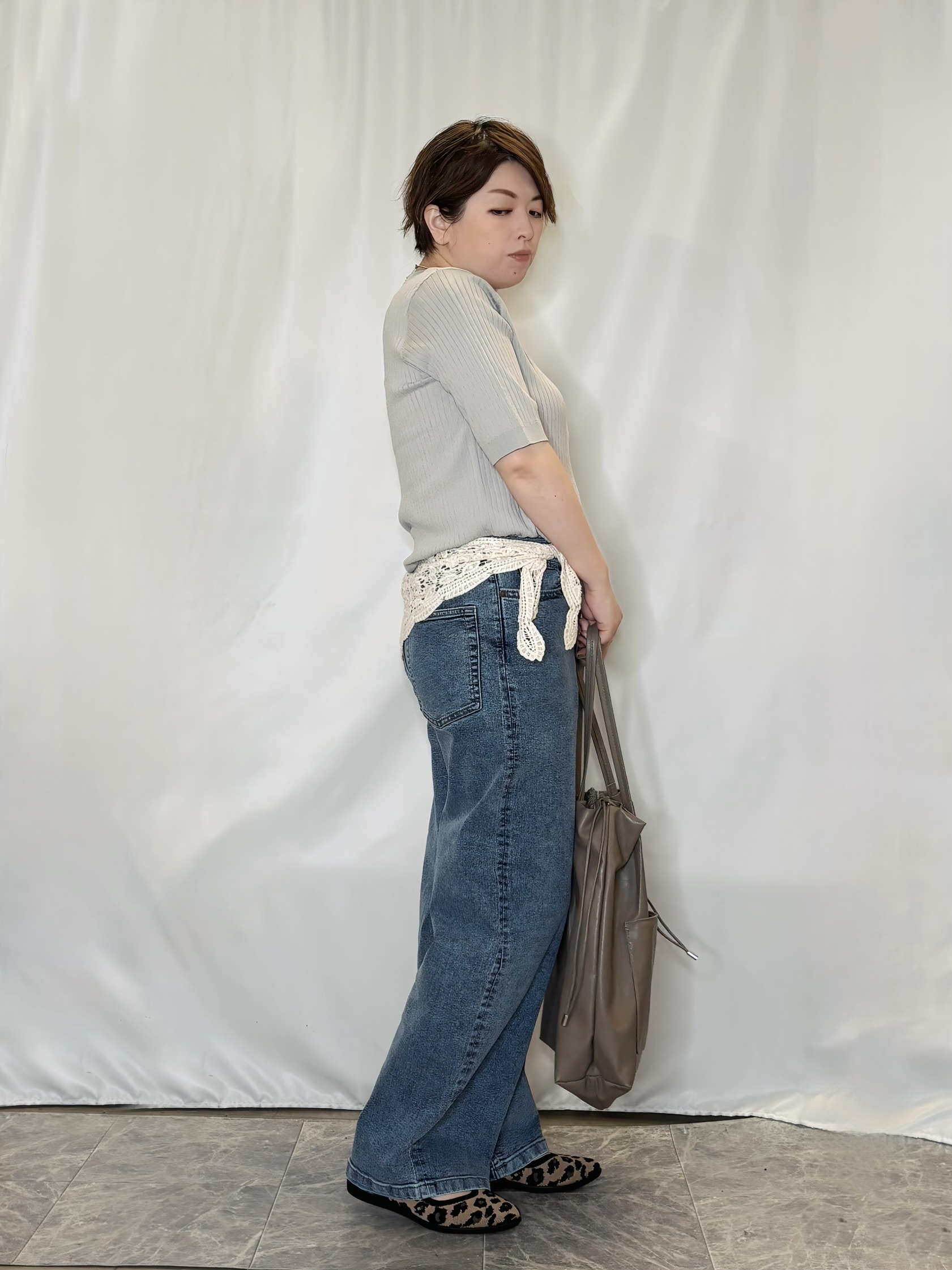 たみさんの「SHOO･LA･RUE｜【S-LL】抜け感ある着こなしに ヘンリーネック リブニット」を使ったコーディネート
