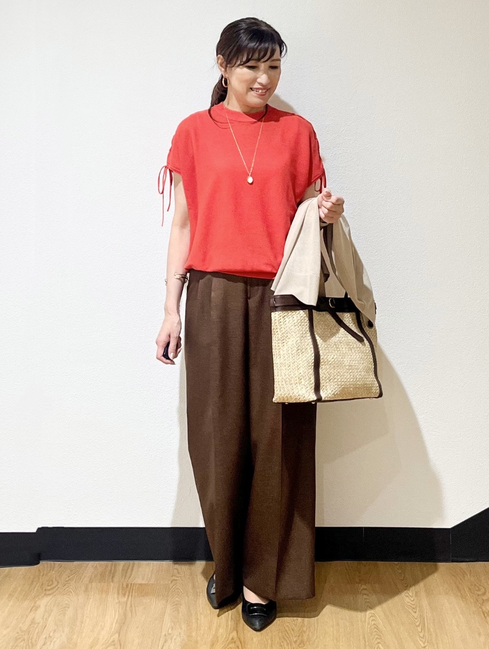 ayaさんの「Reflect｜レースアップスリーブデザインニット」を使ったコーディネート