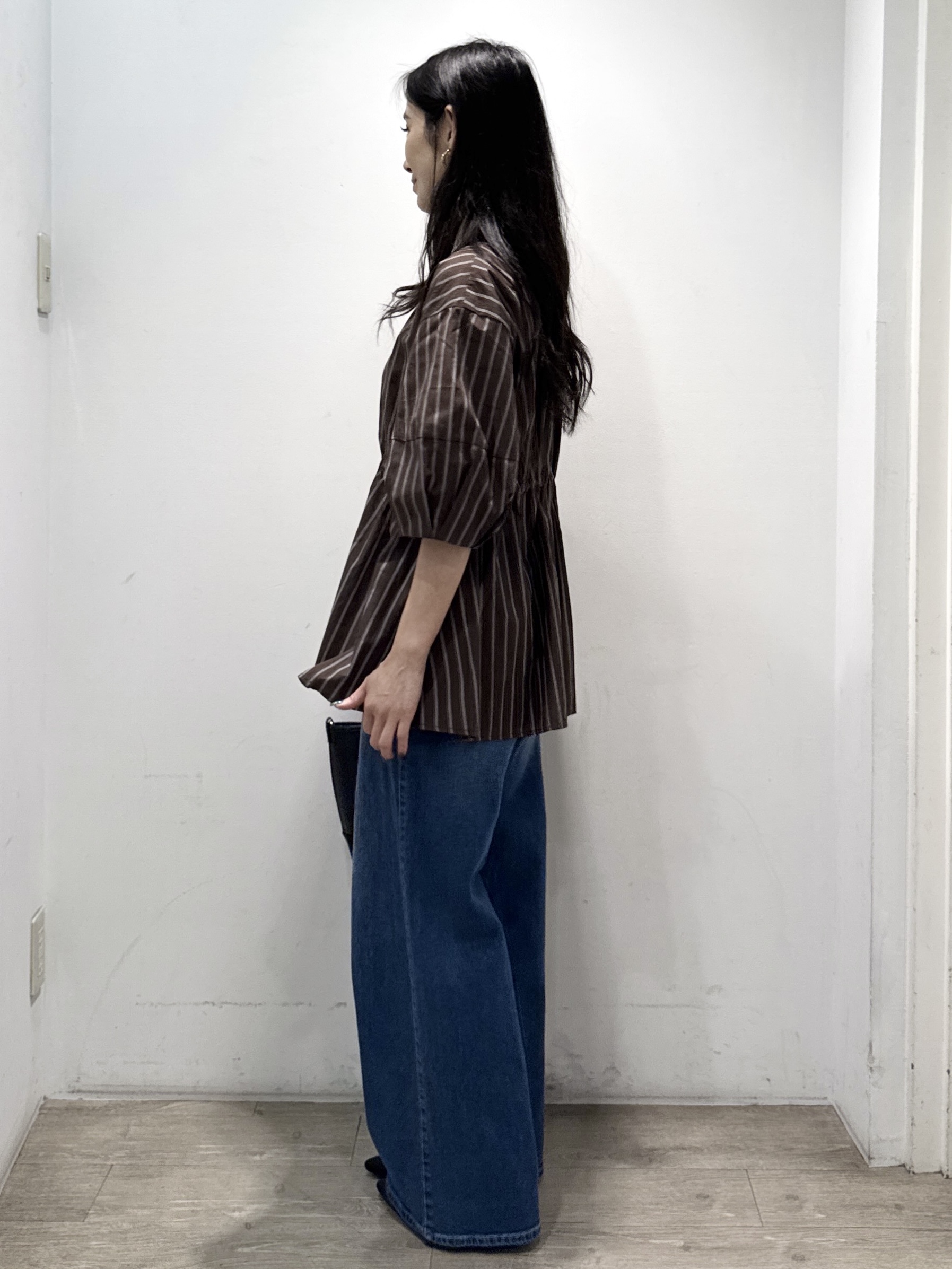 yuicciさんの「OPAQUE.CLIP｜ストライプ ペプラムブラウス【洗濯機OK】」を使ったコーディネート