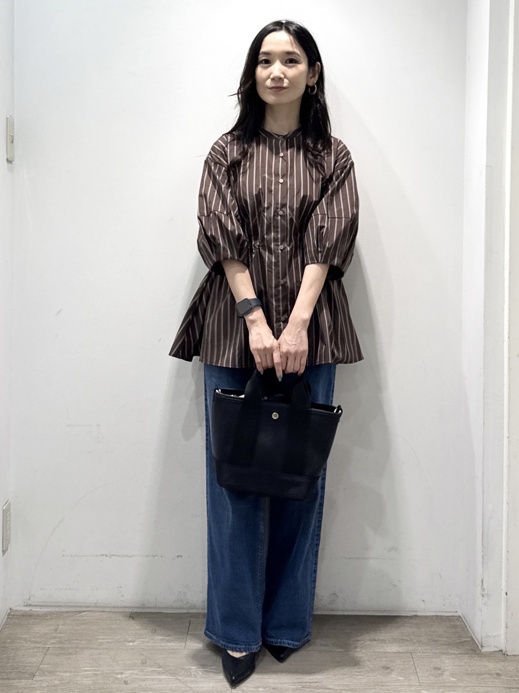 yuicciさんの「OPAQUE.CLIP｜ストライプ ペプラムブラウス【洗濯機OK】」を使ったコーディネート