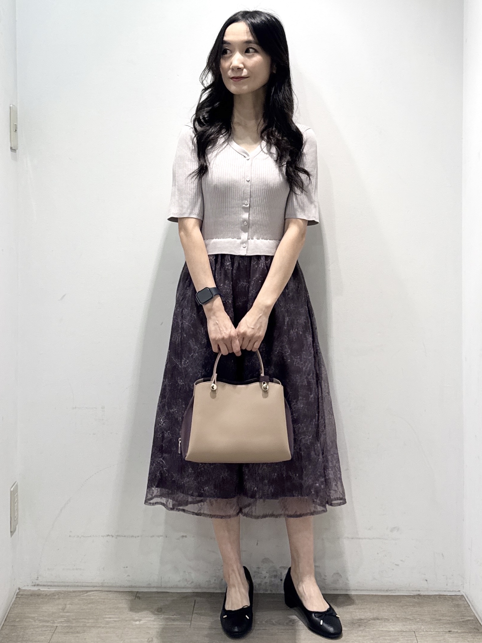 yuicciさんの「OPAQUE.CLIP｜花柄ドッキング衿付きワンピース【洗濯機OK】」を使ったコーディネート