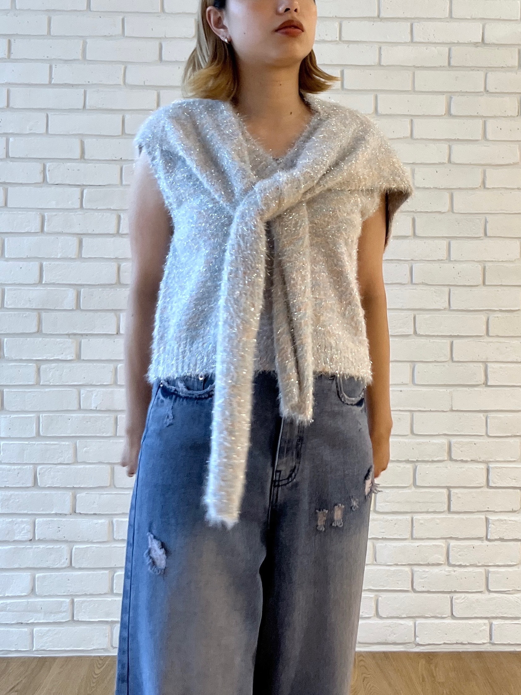 Harukaさんの「INDIVI｜シャギーニット ストール付きトップス」を使ったコーディネート