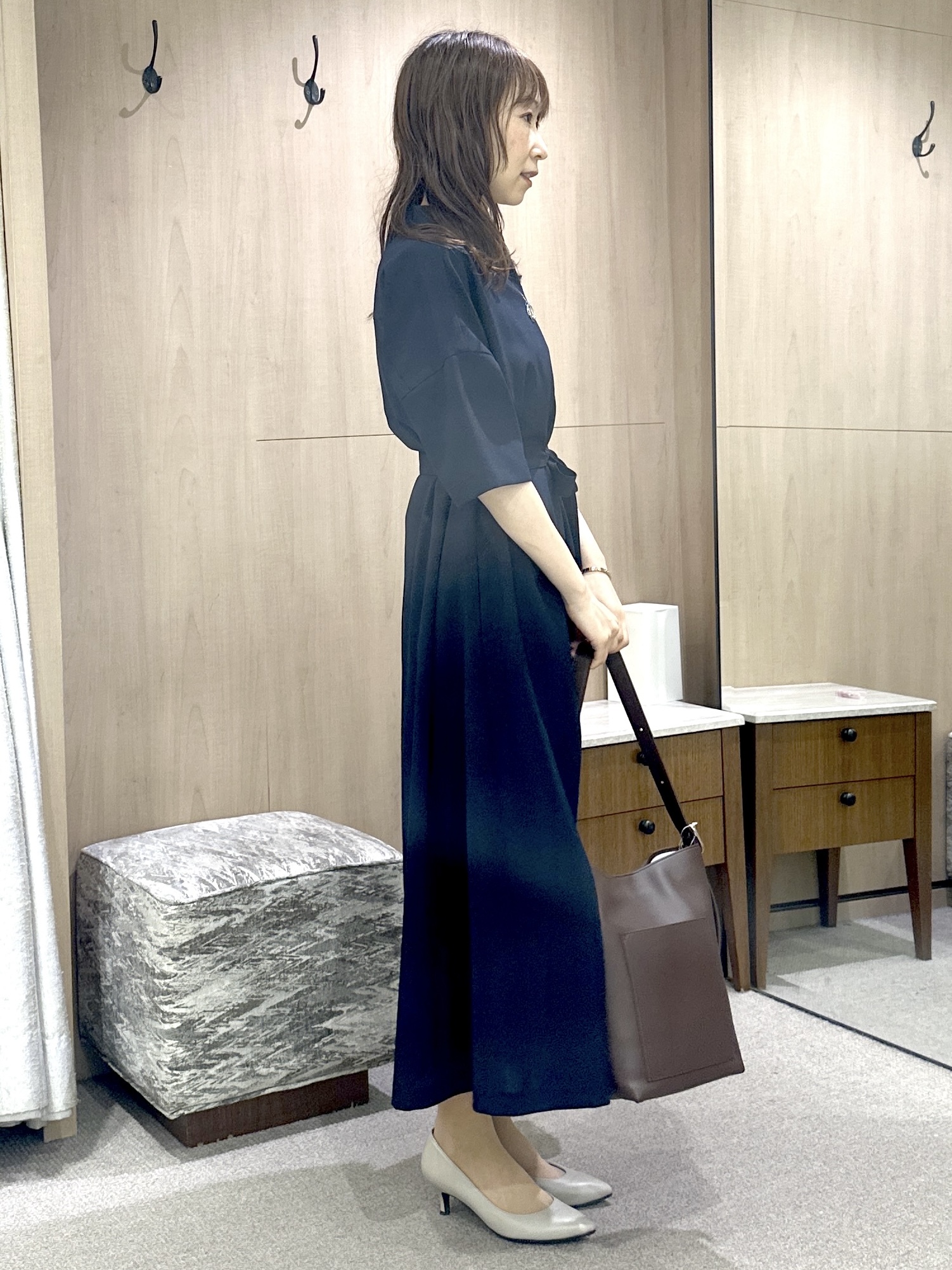 Miwaさんの「UNTITLED｜【UVカット/接触冷感/通気性】エアリークールワンピース」を使ったコーディネート