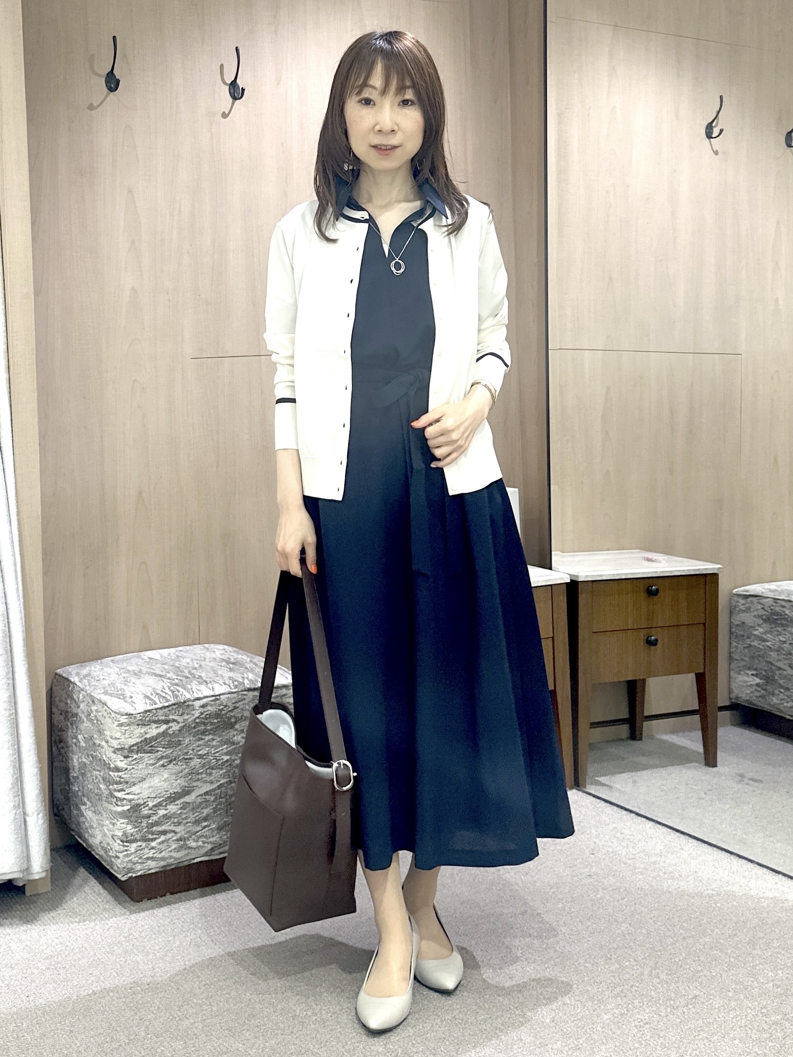 Miwaさんの「UNTITLED｜【UVカット/接触冷感/通気性】エアリークールワンピース」を使ったコーディネート