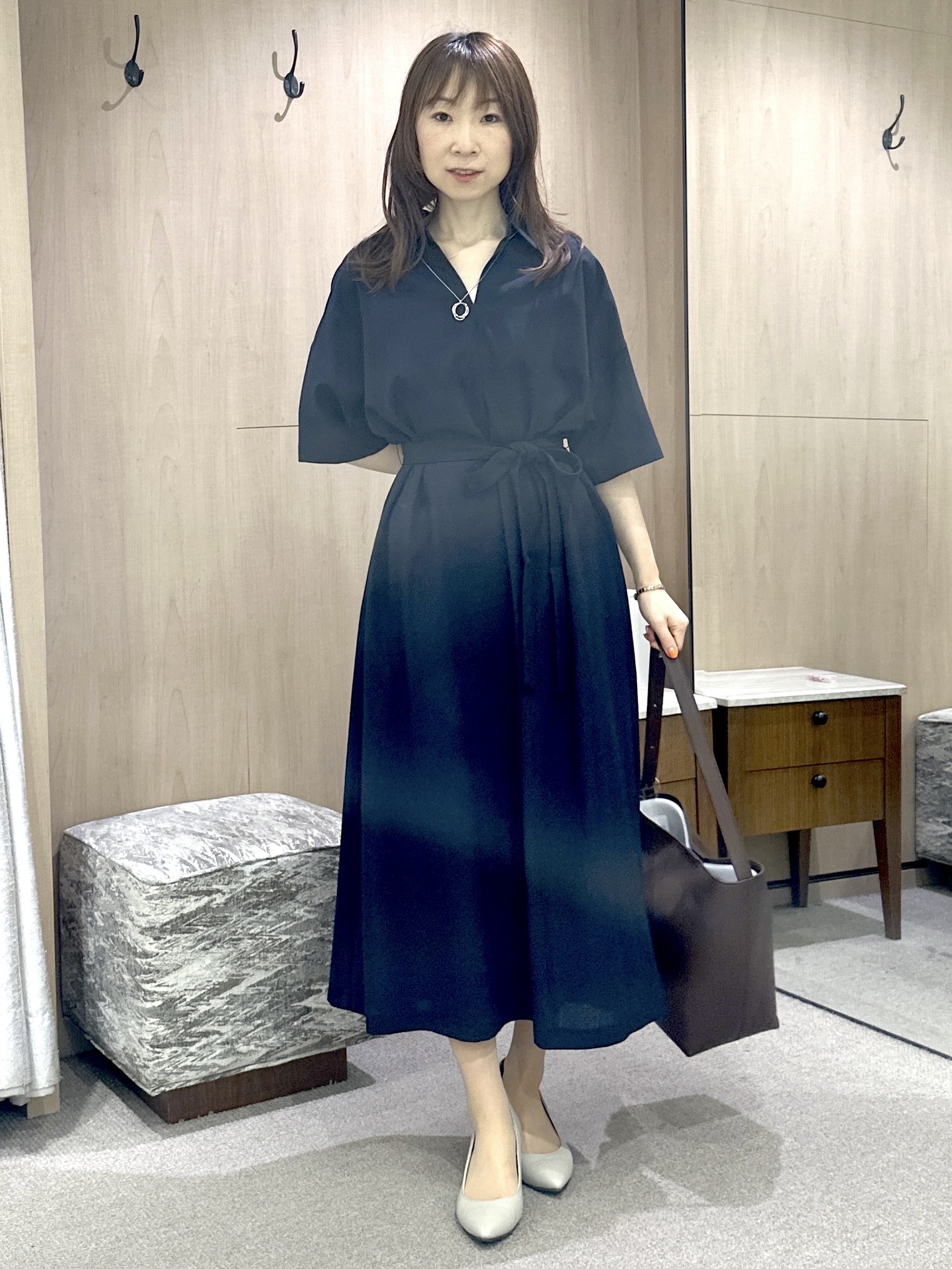 Miwaさんの「UNTITLED｜【UVカット/接触冷感/通気性】エアリークールワンピース」を使ったコーディネート