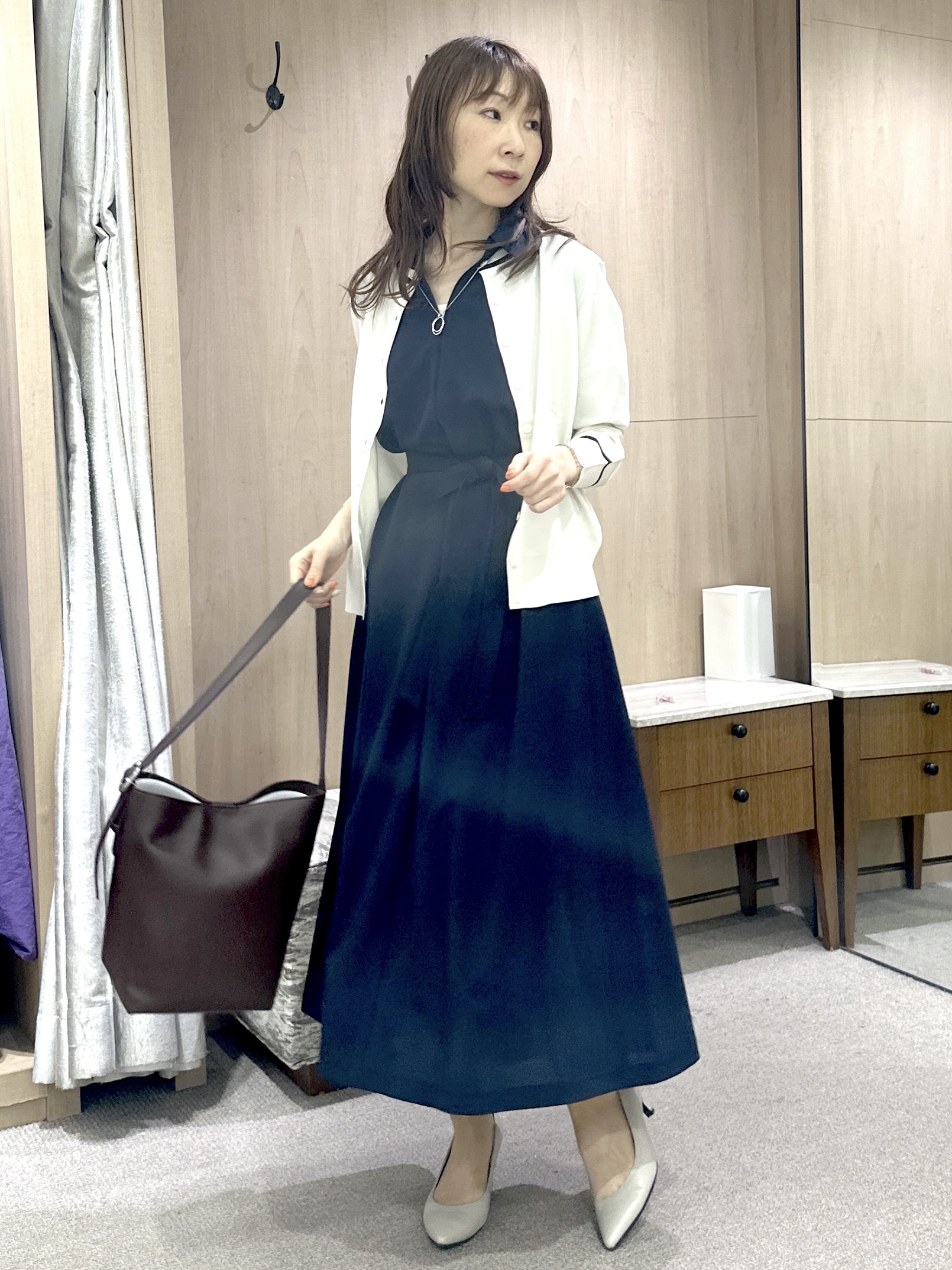 Miwaさんの「UNTITLED｜【UVカット/接触冷感/通気性】エアリークールワンピース」を使ったコーディネート