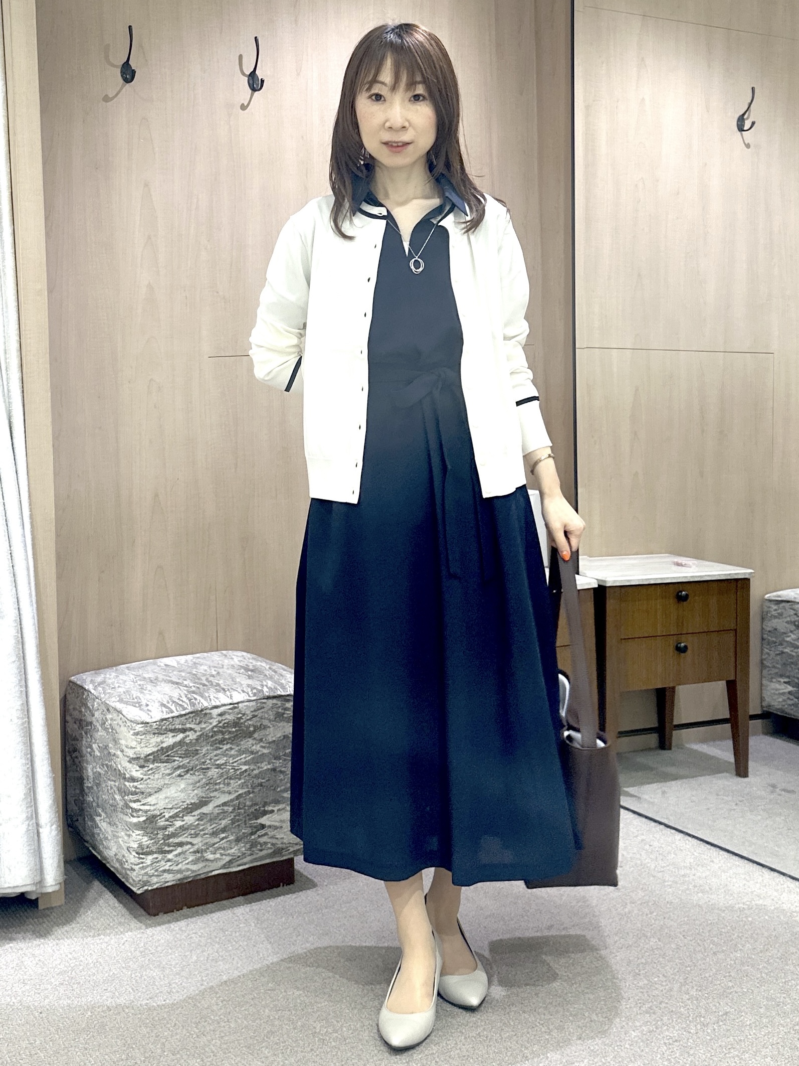 Miwaさんの「UNTITLED｜【UVカット/接触冷感/通気性】エアリークールワンピース」を使ったコーディネート