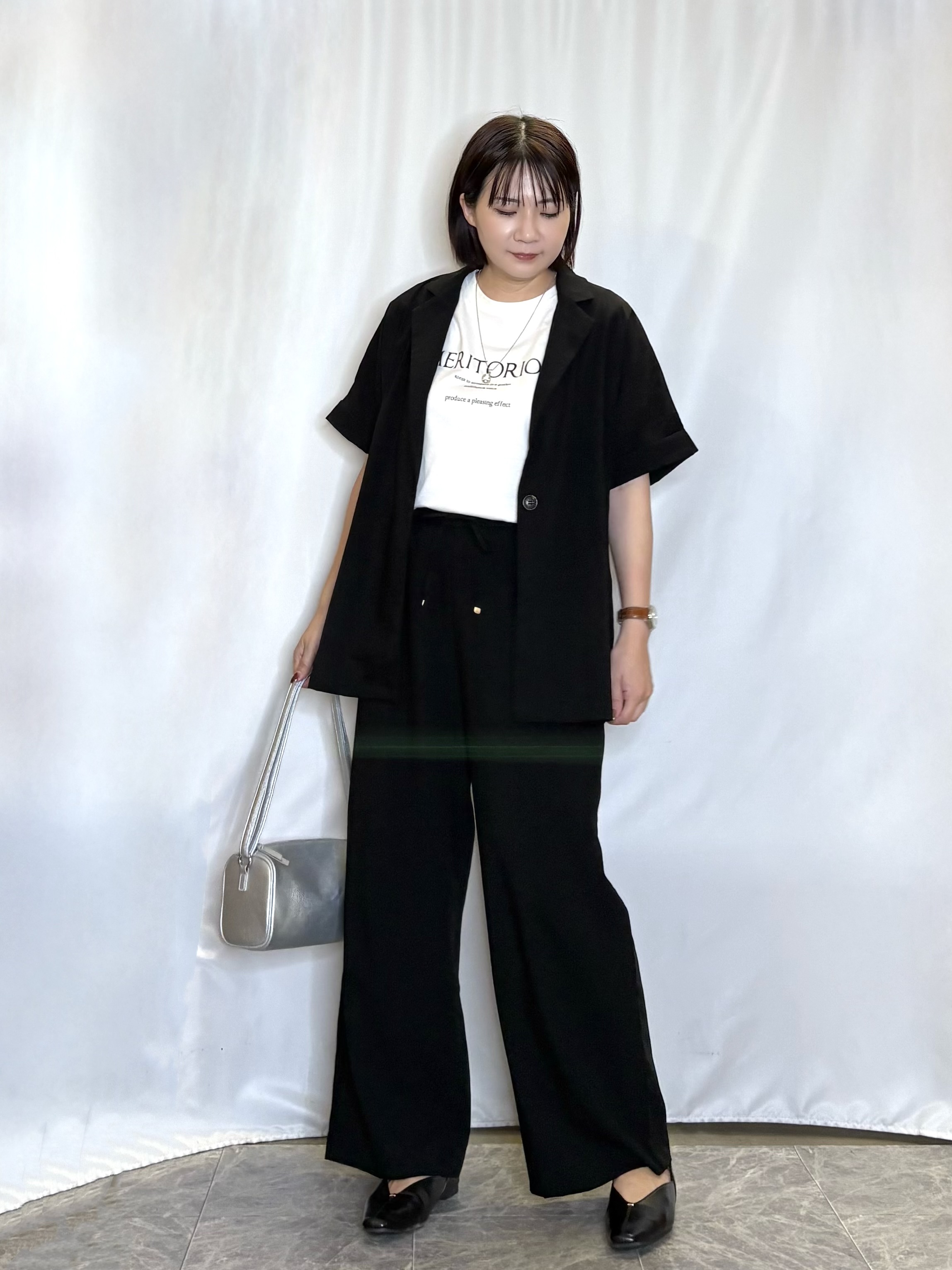 ネリさんの「SHOO･LA･RUE｜【高レビュー/洗濯機可/セットアップ可】軽凛(かろりん) ひんやり半袖ジャケット」を使ったコーディネート