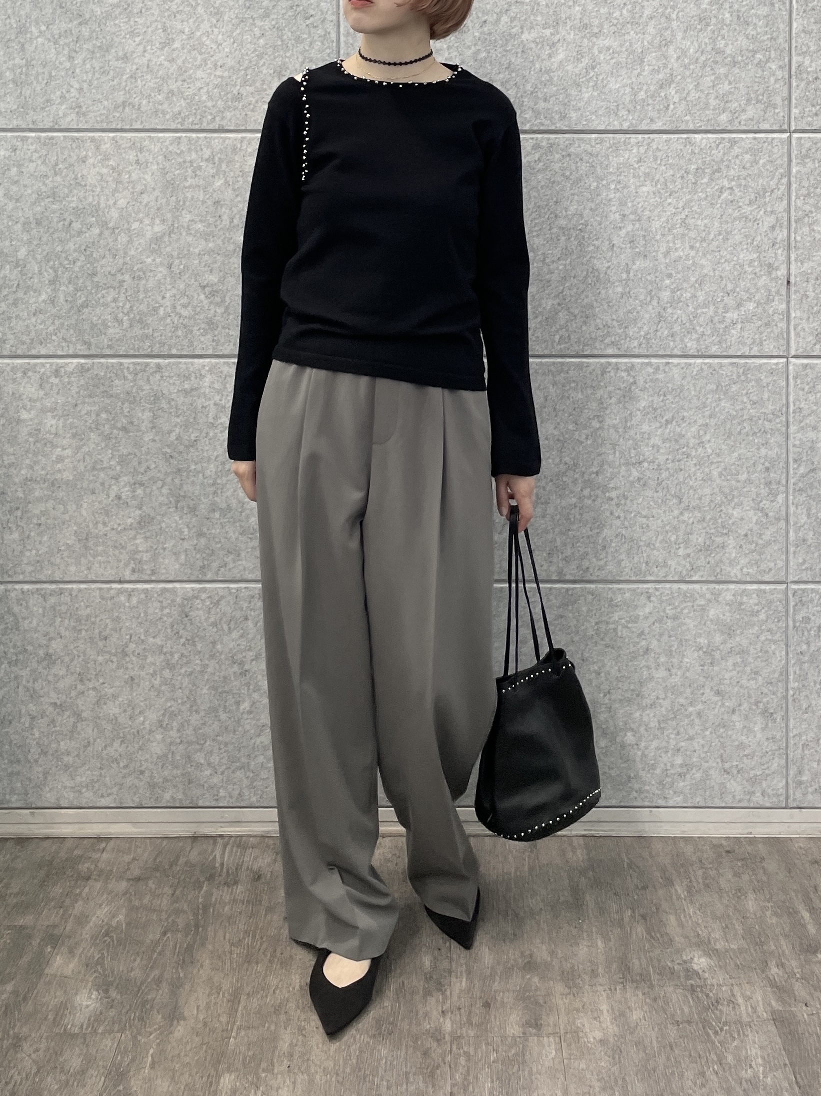 mikuさんの「INDIVI｜Comfy Set Up｜イージーストレートワイドパンツ【セットアップ対応／通勤／カセット服】」を使ったコーディネート