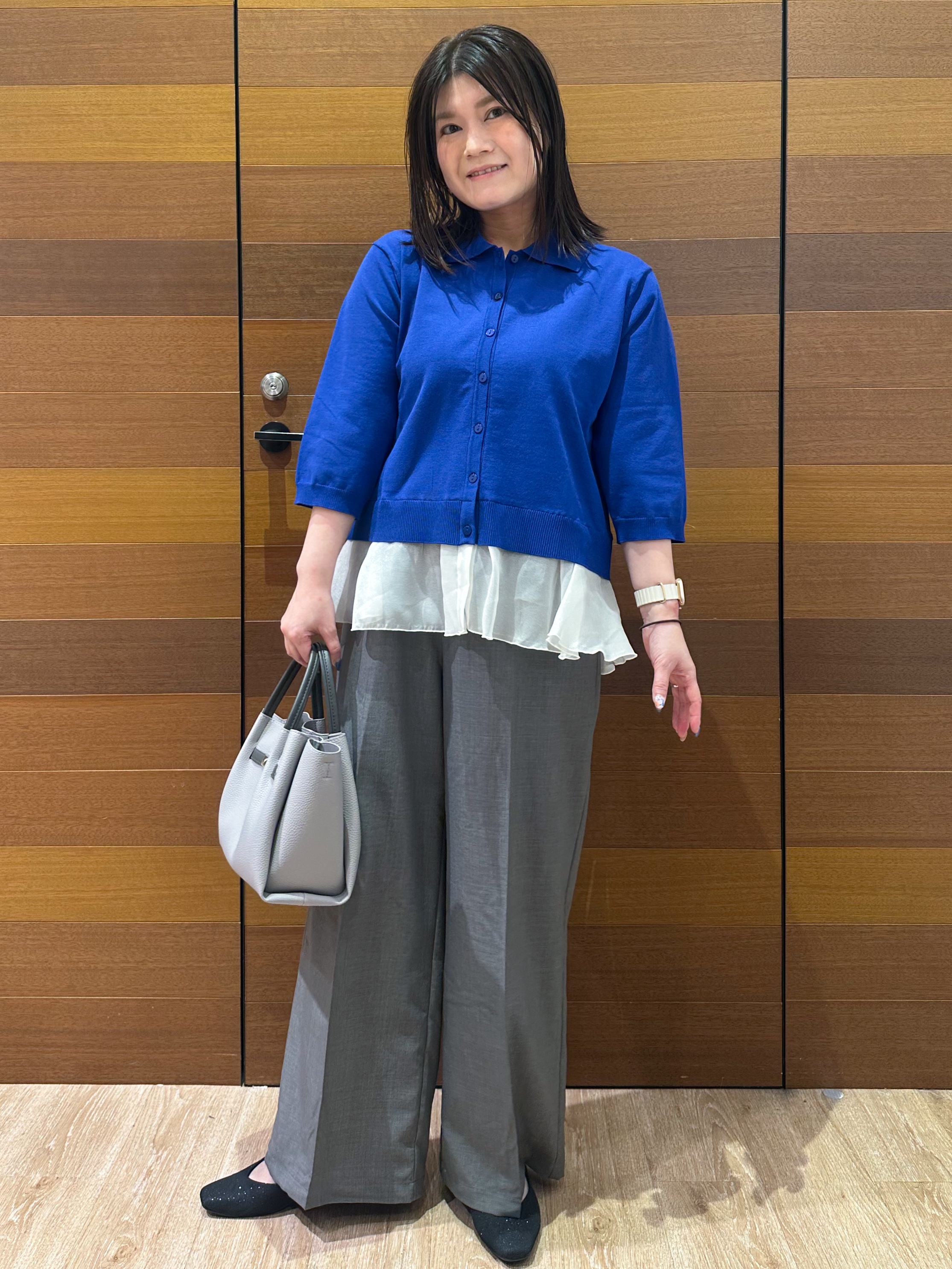 Minさんの「OPAQUE.CLIP｜裾シアードッキングカーディガン【洗濯機OK】」を使ったコーディネート