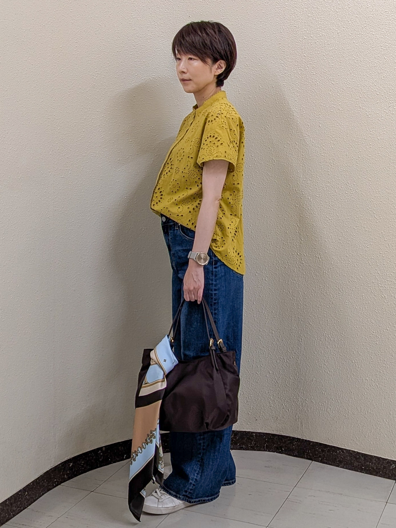 ホンマさんの「Reflect｜【通勤◎】カットワーク刺繍レース シャツブラウス」を使ったコーディネート