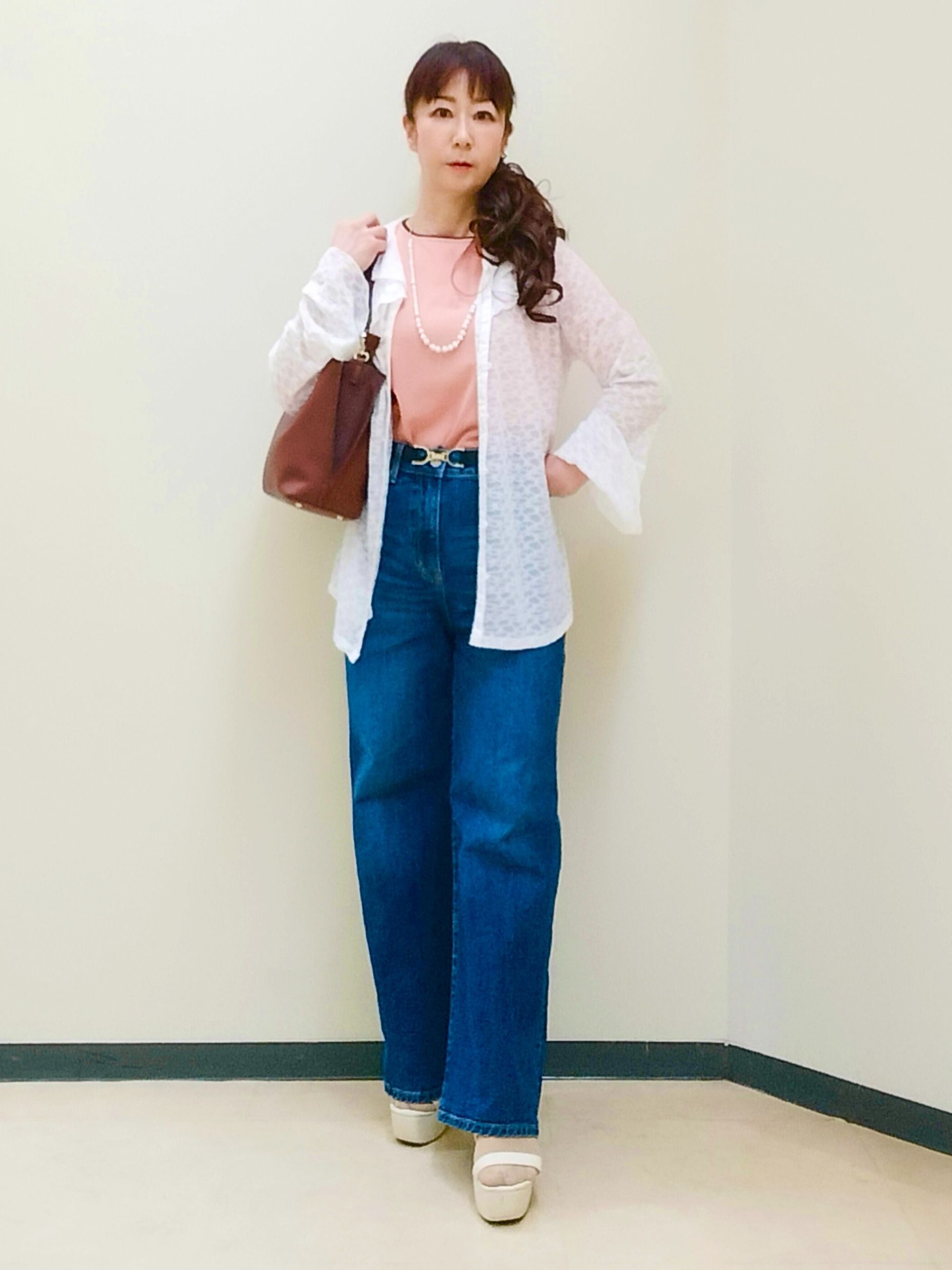 花さんの「Reflect｜【手洗い可】ワイドシルエットデニム」を使ったコーディネート