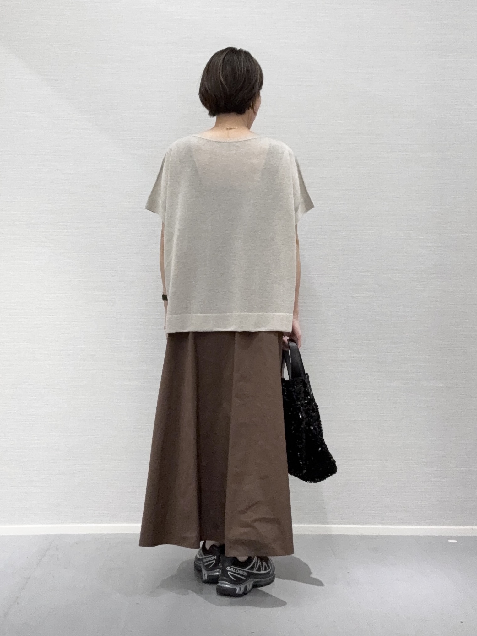 Yukoさんの「UNTITLED｜【アンサンブル可/品のある透け感】Tシャツ風ニットトップス」を使ったコーディネート