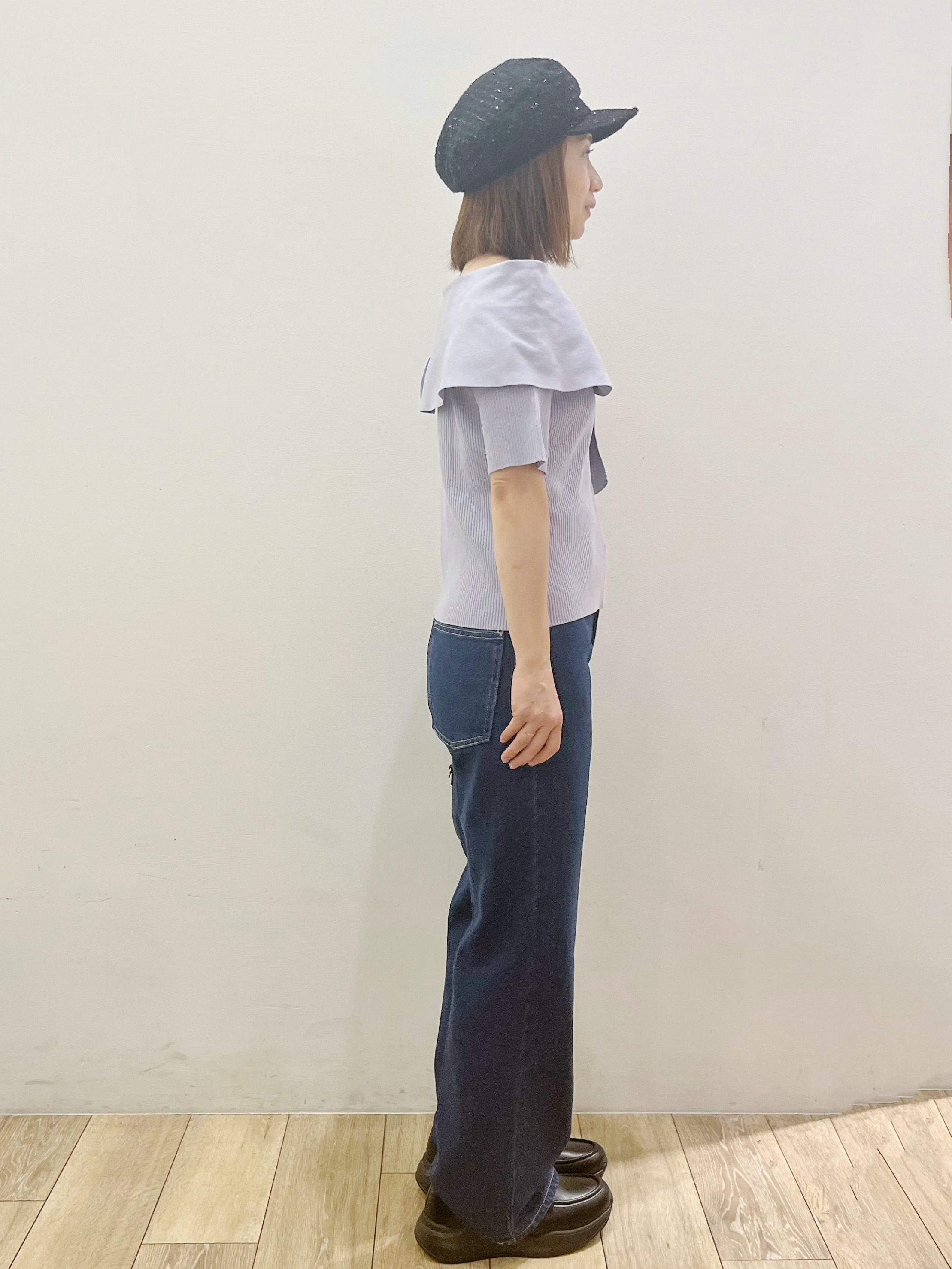 kcさんの「OPAQUE.CLIP｜チェック編みケープリボンニット【洗濯機OK】」を使ったコーディネート