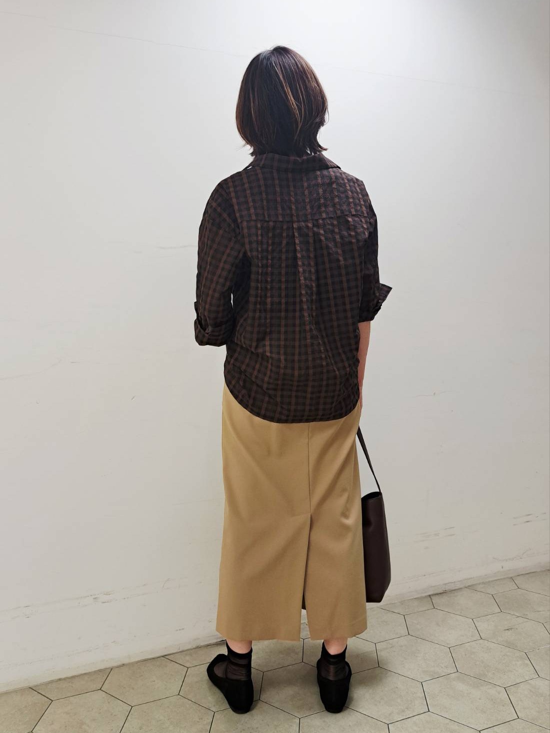 姉さんさんの「UNTITLED｜シアーチェックシャツブラウス」を使ったコーディネート