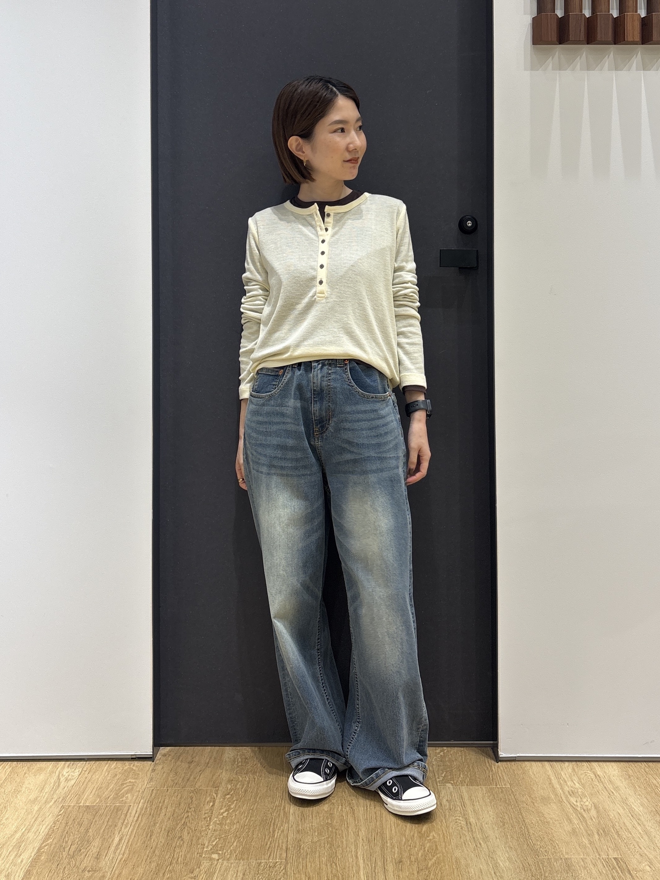 risaさんの「Dessin｜シアーテレコヘンリーネックプルオーバー」を使ったコーディネート